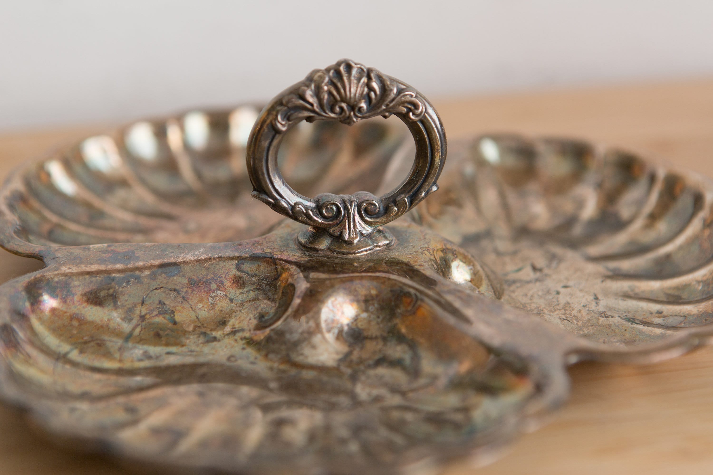 Vintage Silver Plated Trays - Shell Shaped Pilgrim Platter and WM