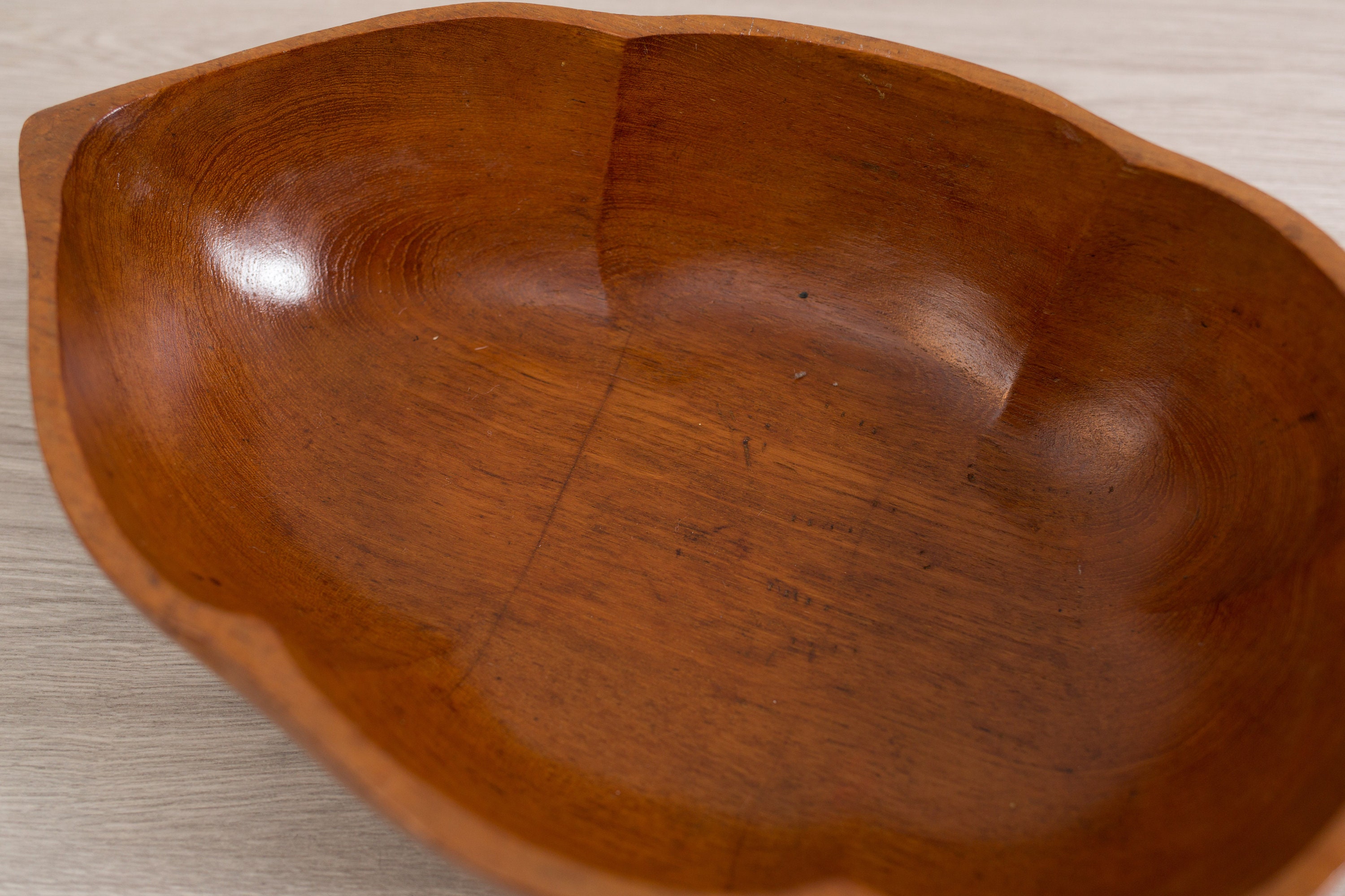 Large Teak Salad Bowl Vintage Solid Exotic Wood Food Safe Serving