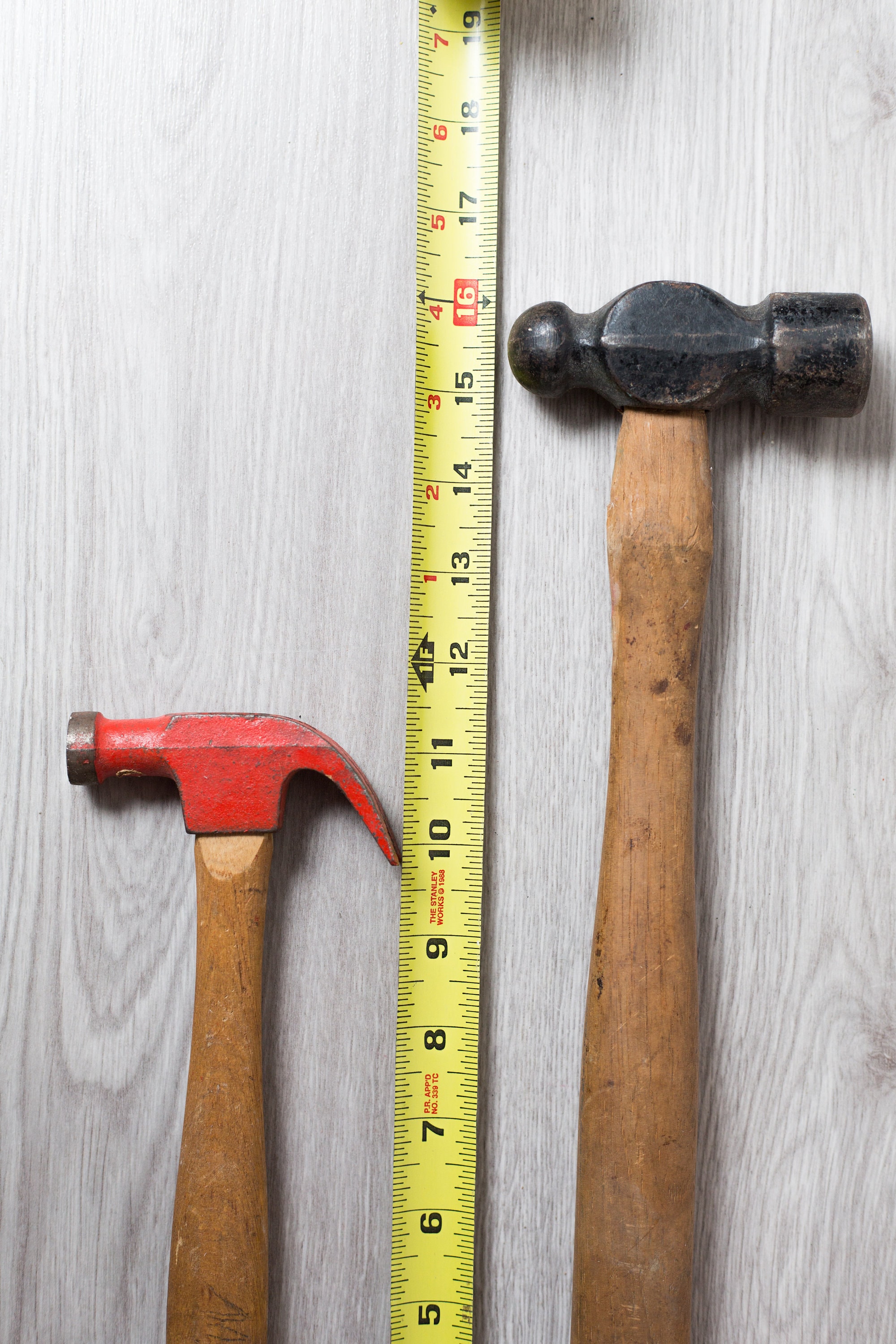 Vintage Hammers Pair of Metal and Wood Hammer Red Head Hammer