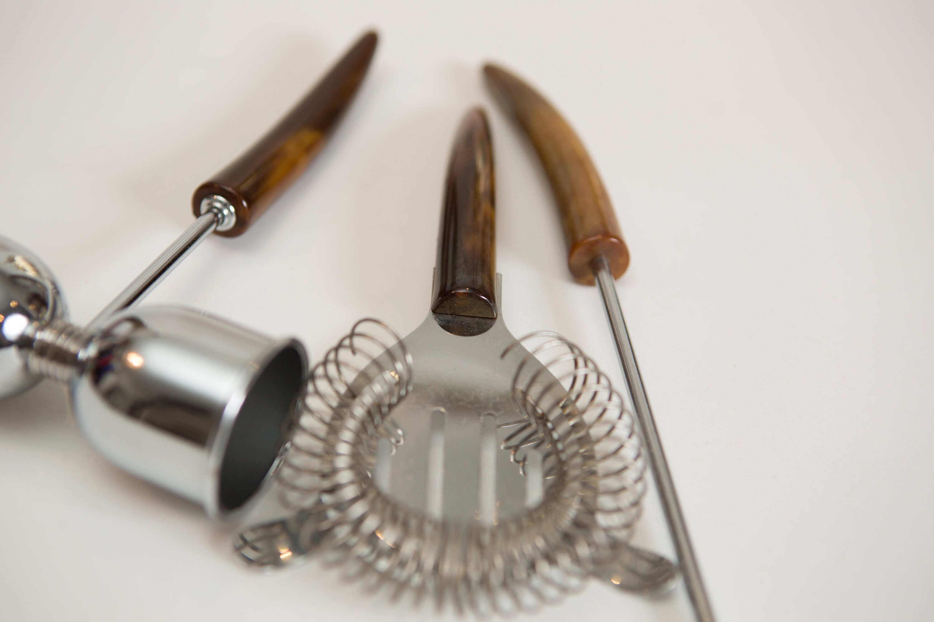 Vintage Bar Utensils / Set of 3 Vintage Stainless Steel and Bakelite