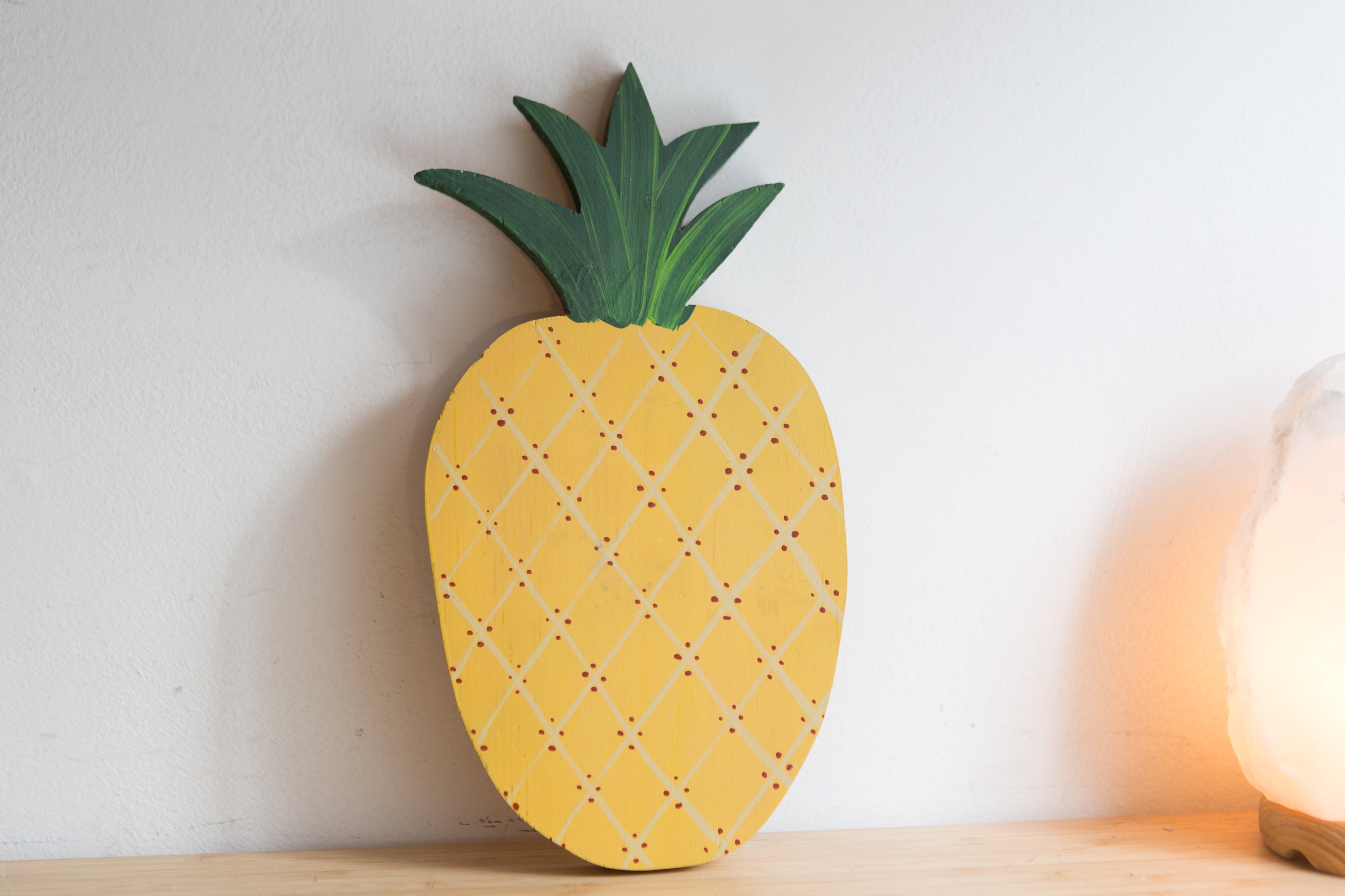 Wood Pineapple Tray and Banana Bowl Pair Vintage Solid Exotic Wood