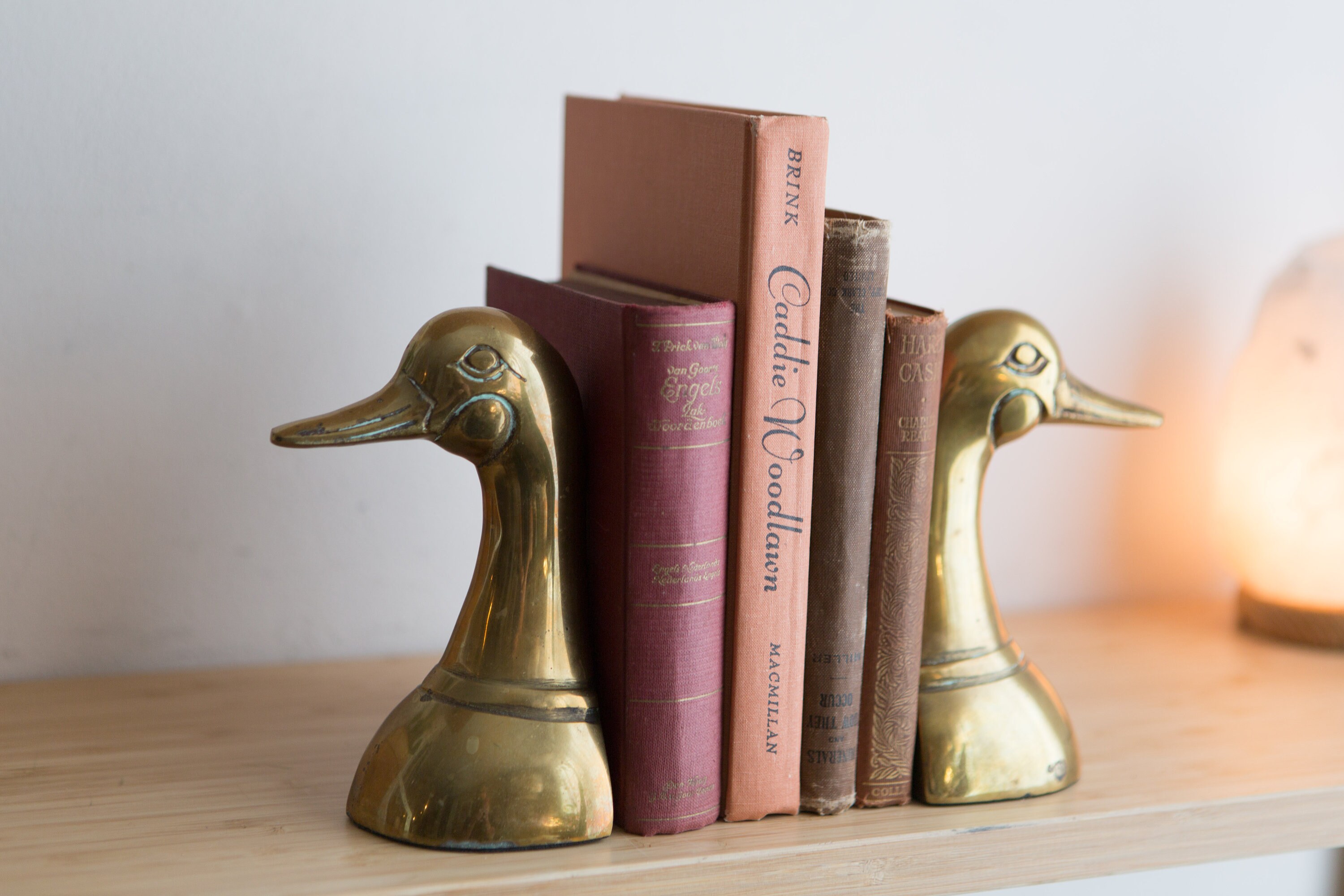Vintage Duck Bookends Gold Coloured Brass Decor Sand Filled Book
