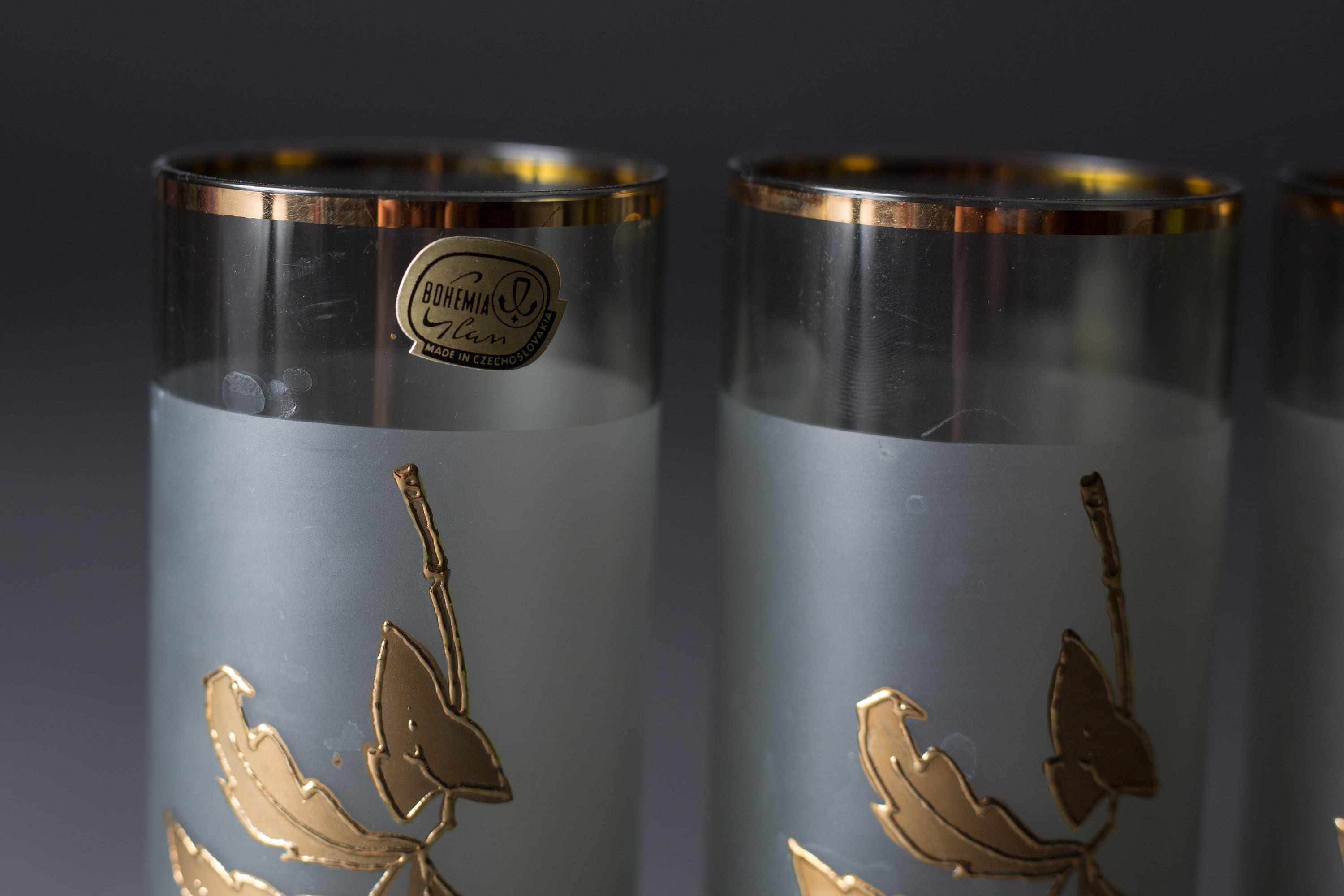 5 Vintage Cocktail Glasses 8oz Grey Smokey Tumbler Glasses Mad Men