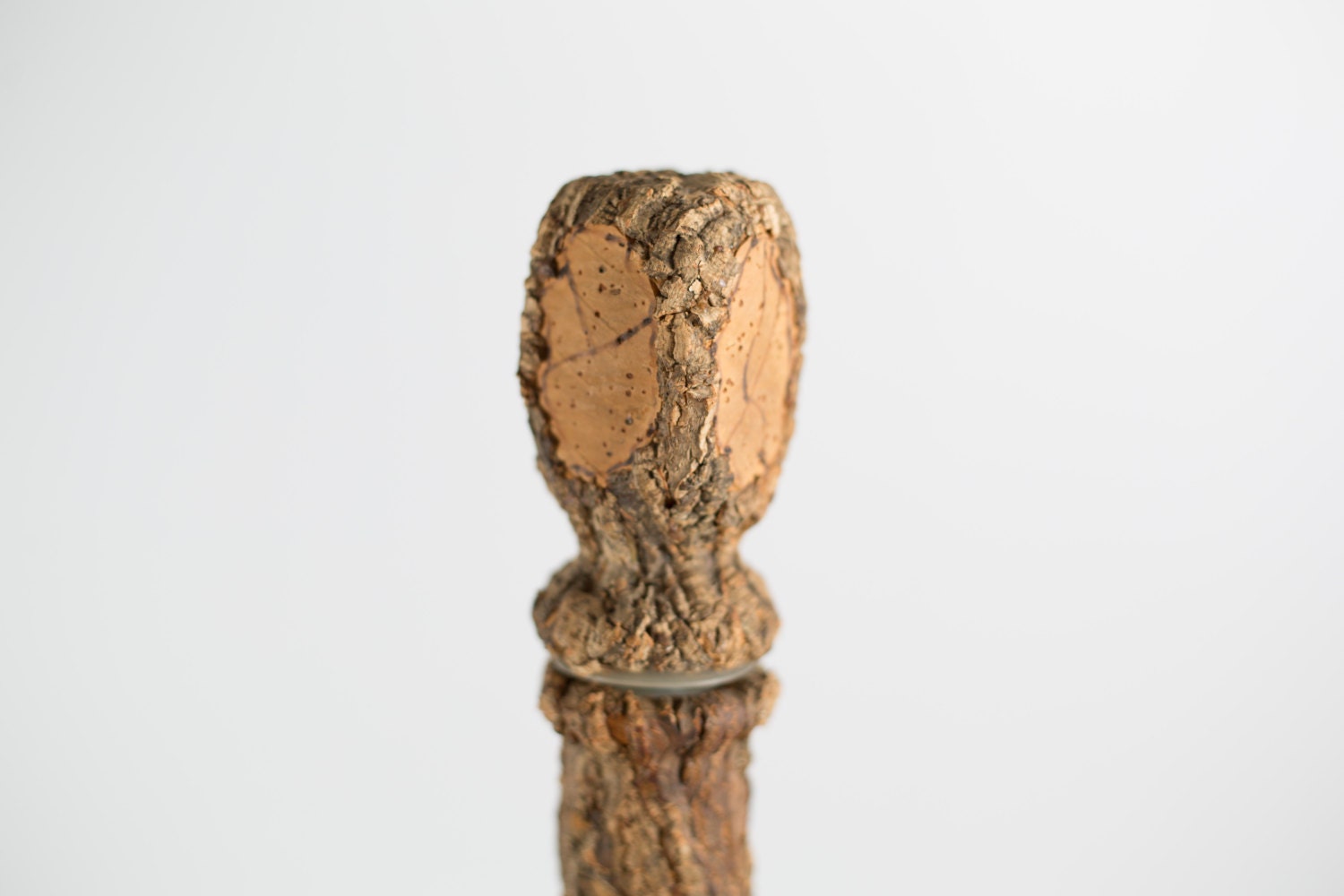 Cork Bark Bottle / MidCentury Italian Cork & Wood Bark Covered Glass