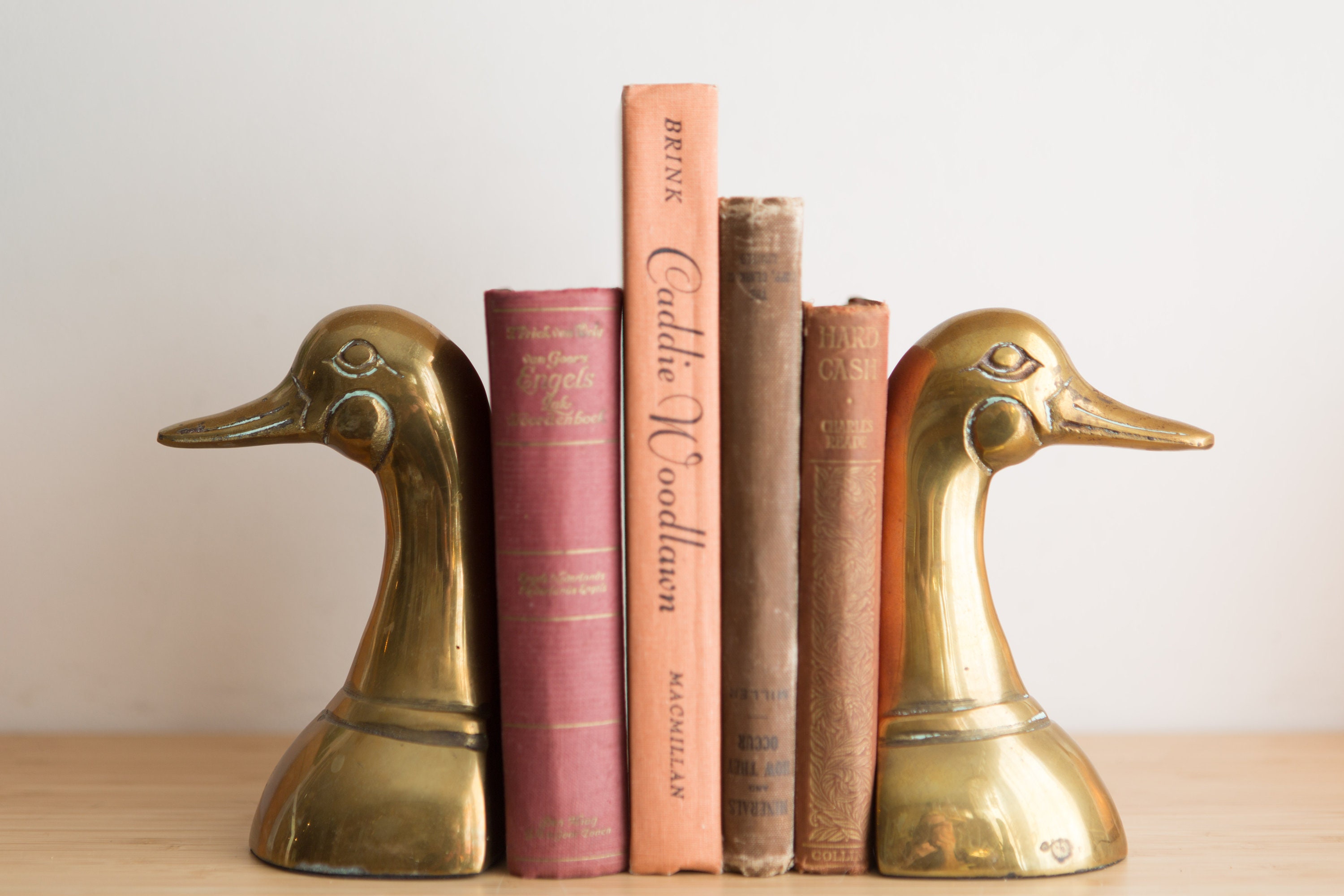Vintage Duck Bookends Gold Coloured Brass Decor Sand Filled Book