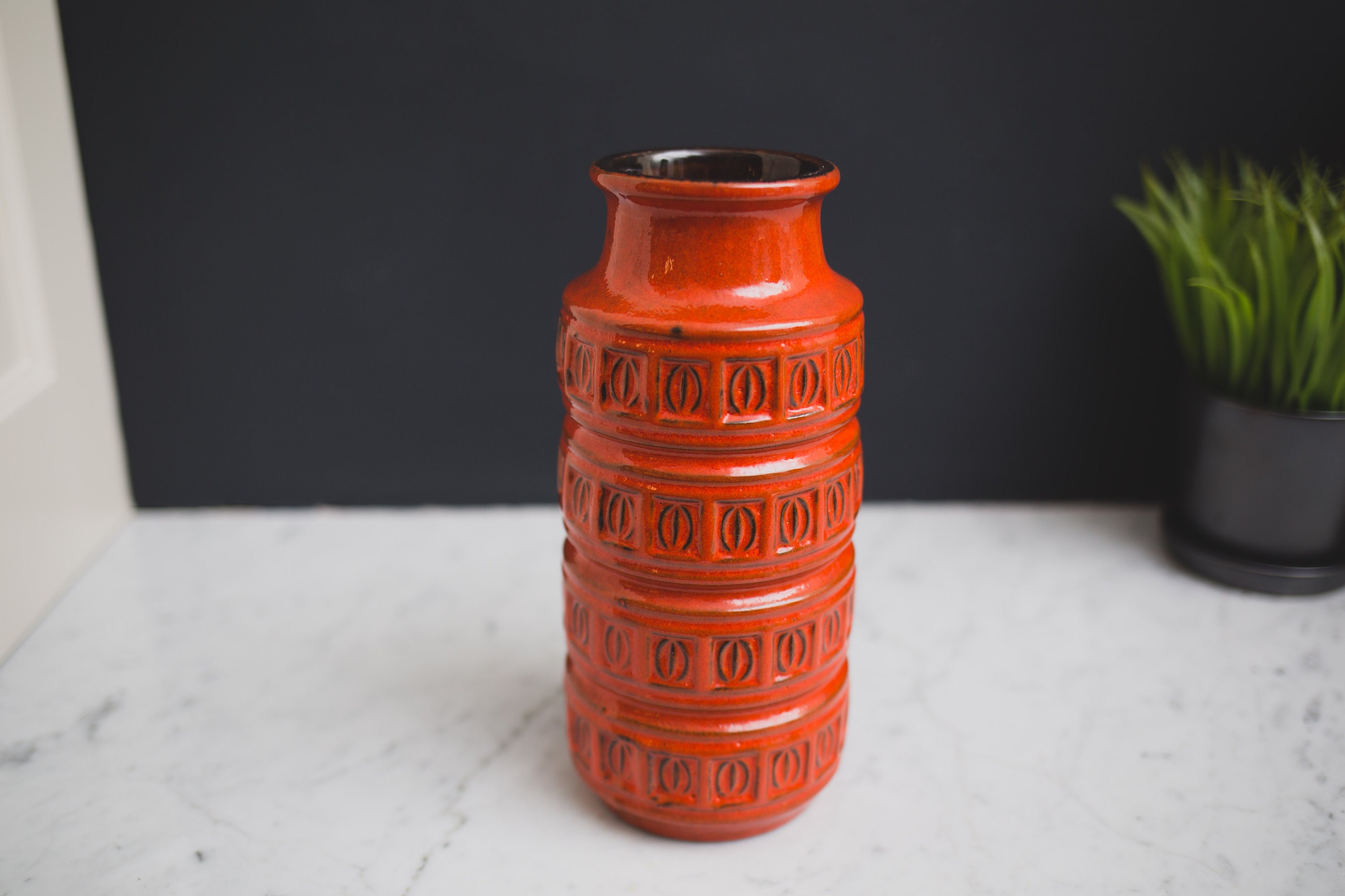 Vintage West Germany Vase Mid Century Modern Burnt Orange Pottery