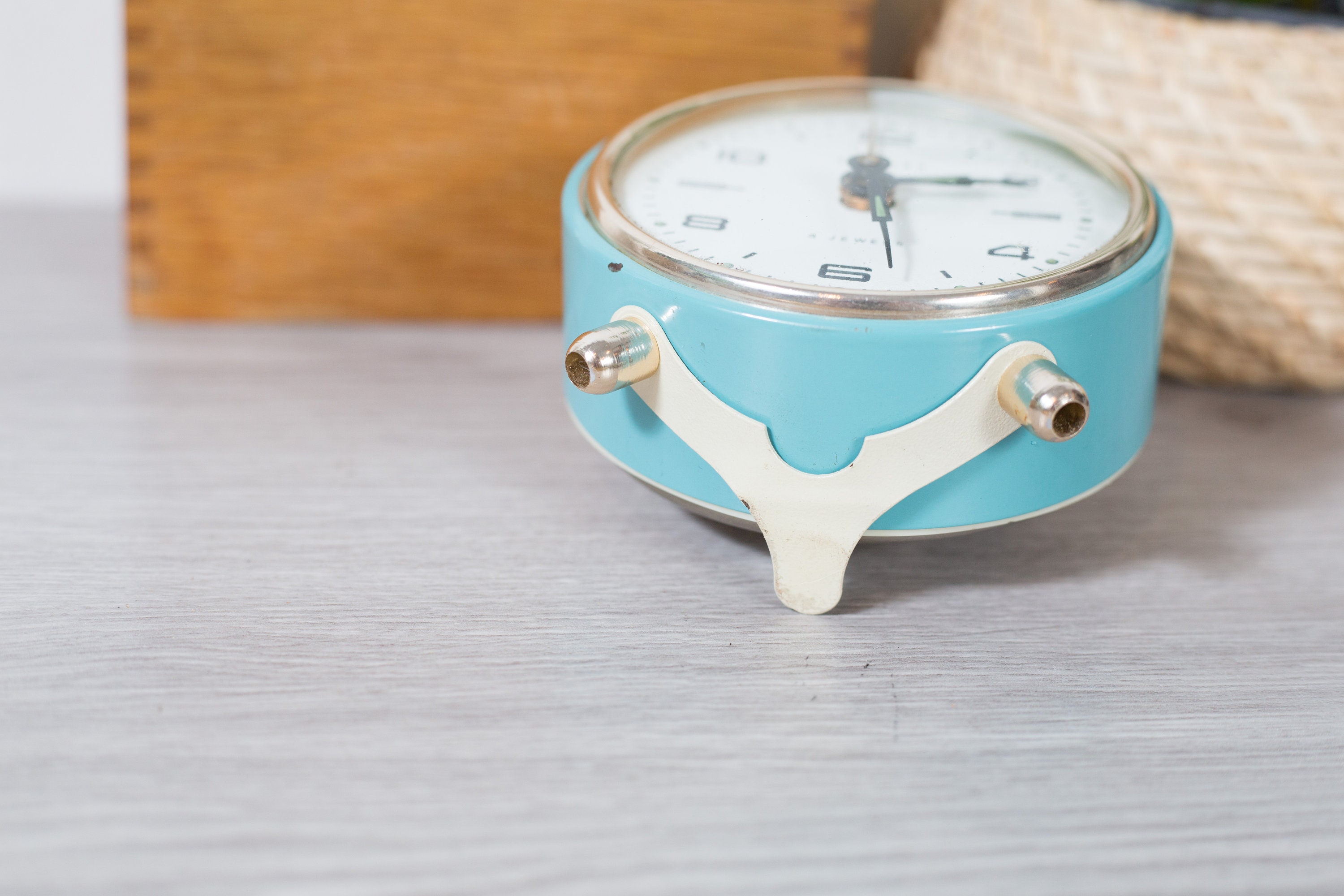 Blue Alarm Clock Vintage Robin's Egg Blue Small Alarm Clock Allegro