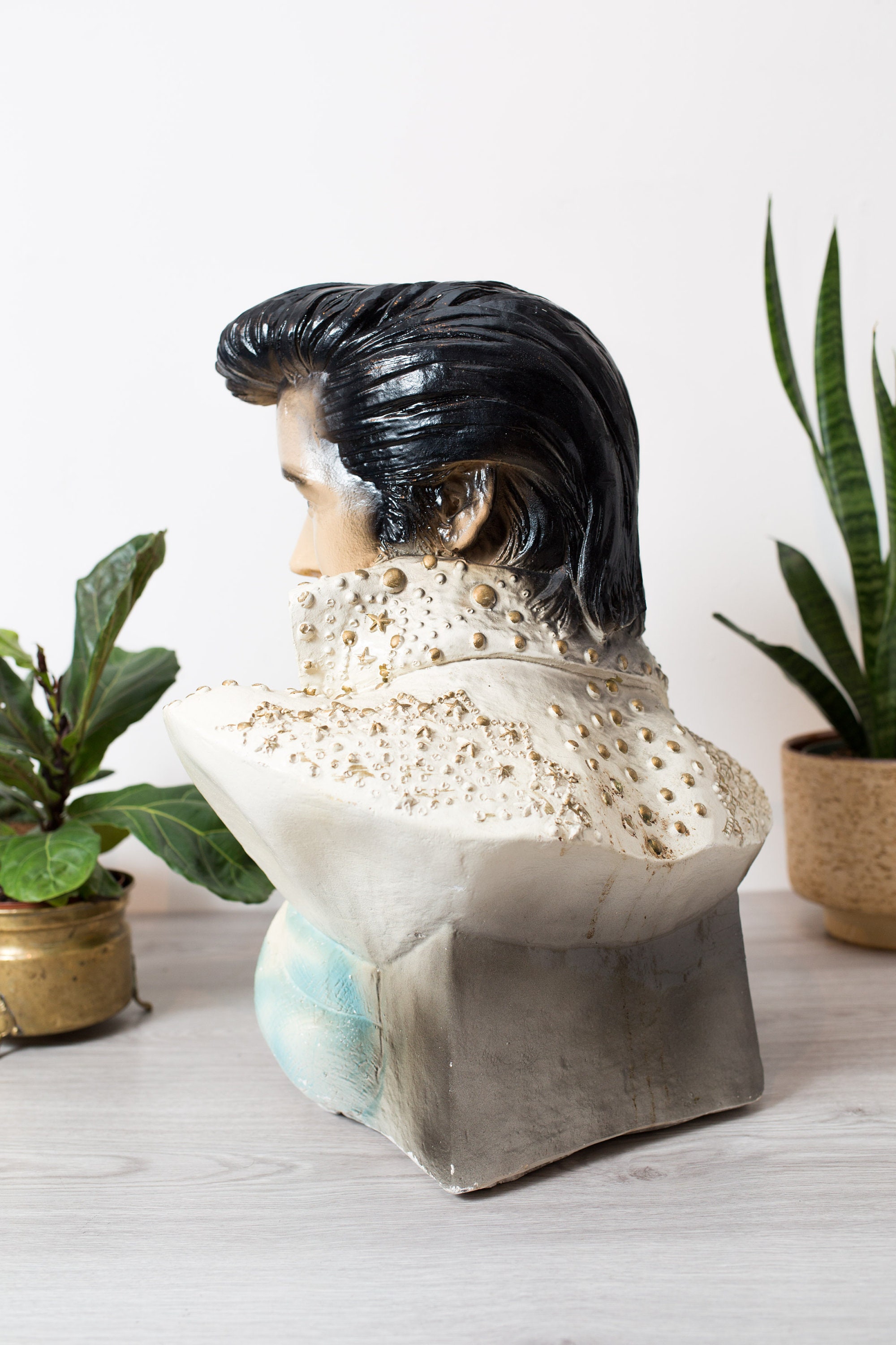 Ceramic Elvis Bust Statue Vintage Retro Art Deco Life Size Statue