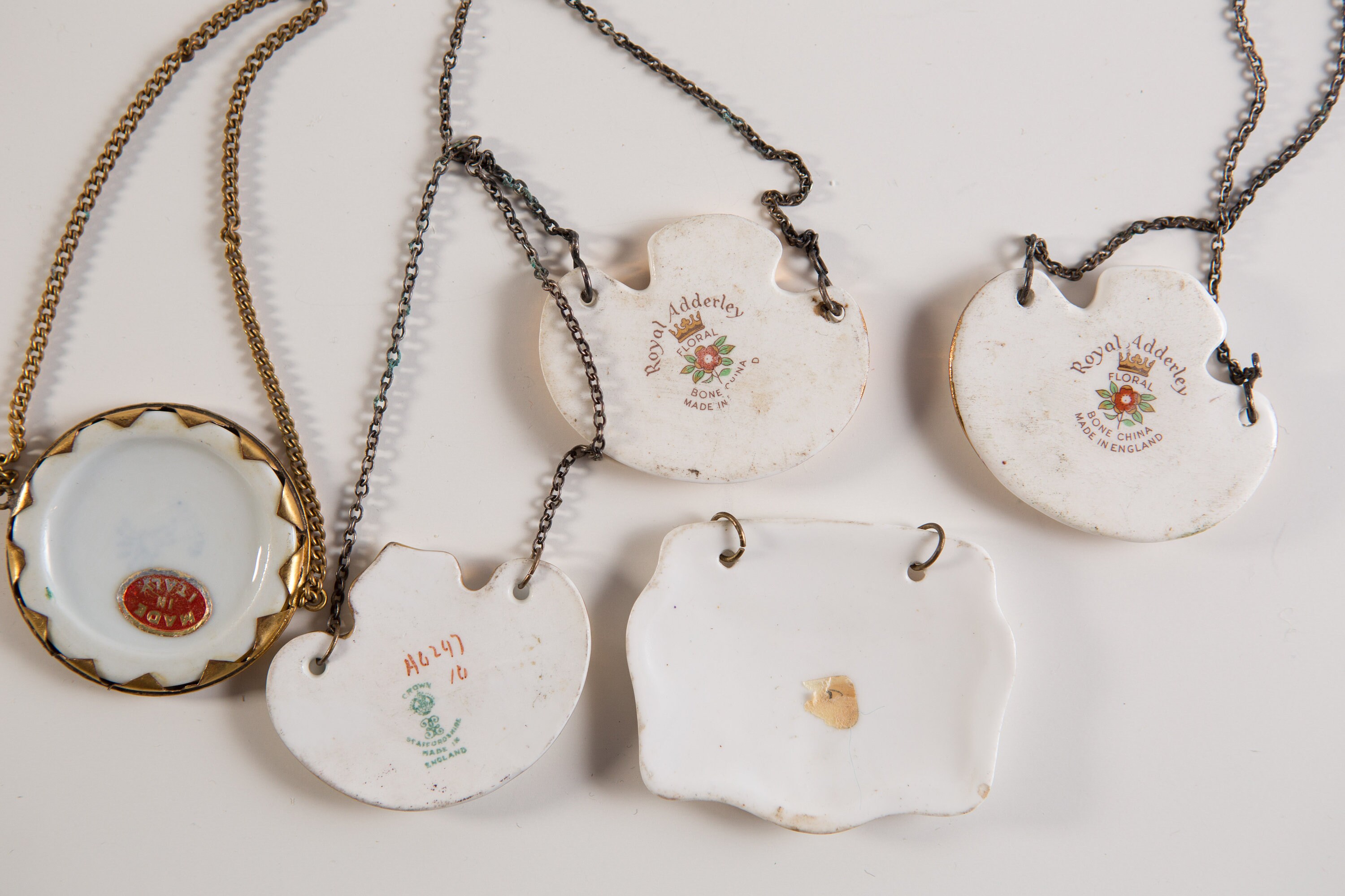 Vintage Decanter Labels Royal Adderley Floral Bone China Ceramic