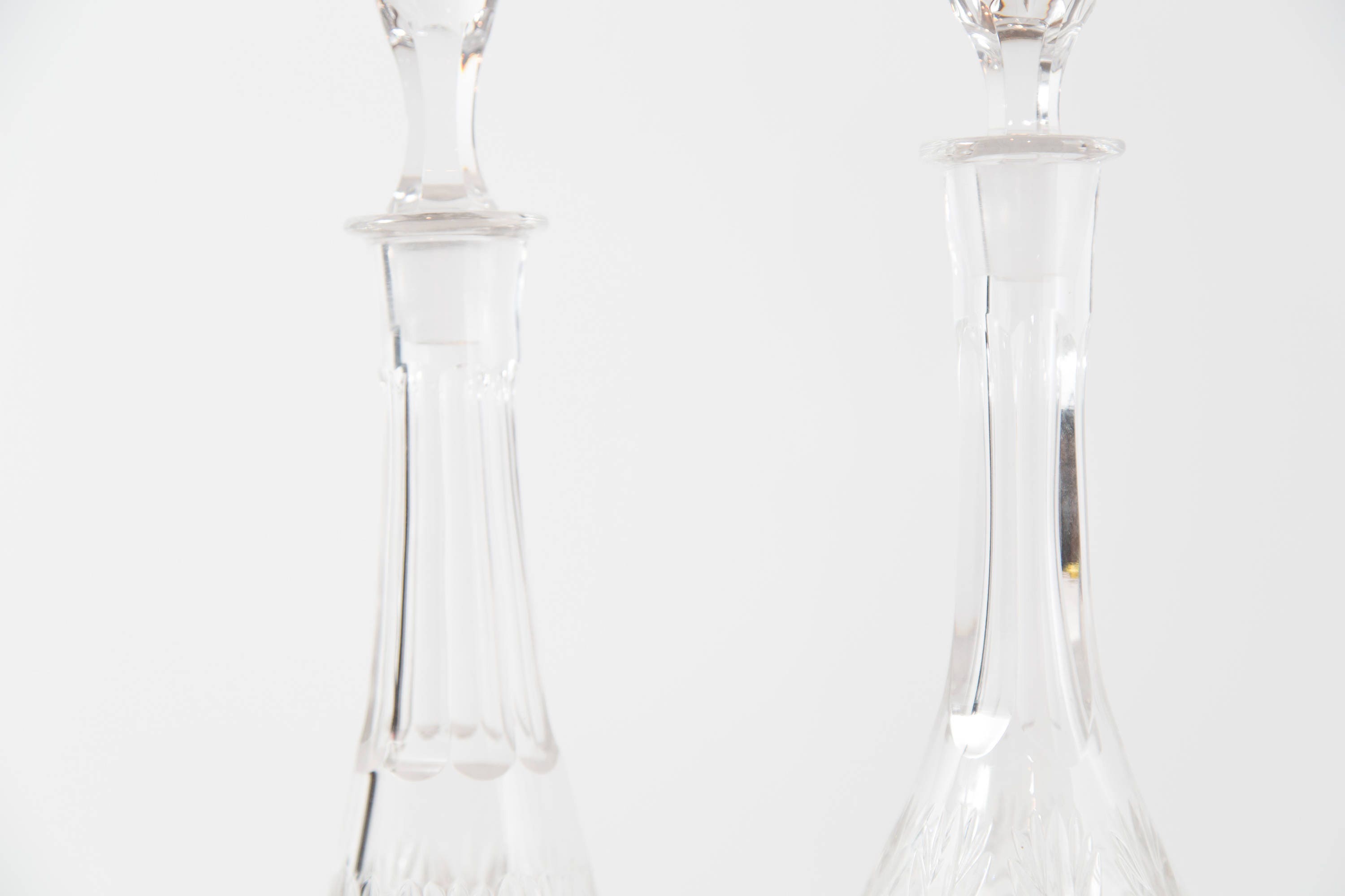 Crystal Glass Decanters / Vintage Etched Glass Decanters for Whisky, Hard Liquor / Vintage Barware