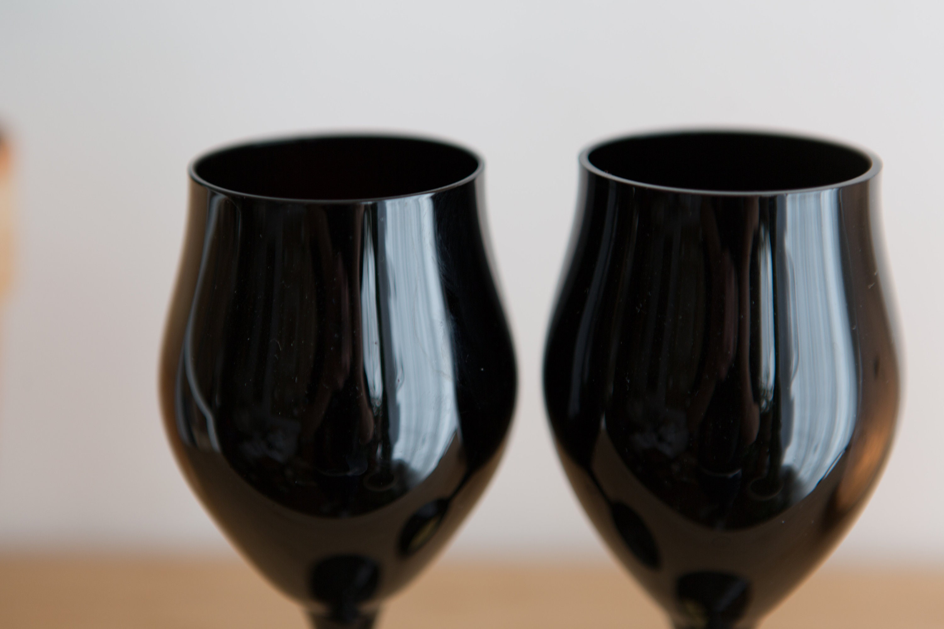 2 Black Wine Glasses Pair of 8oz Scandinavian Style Glasses