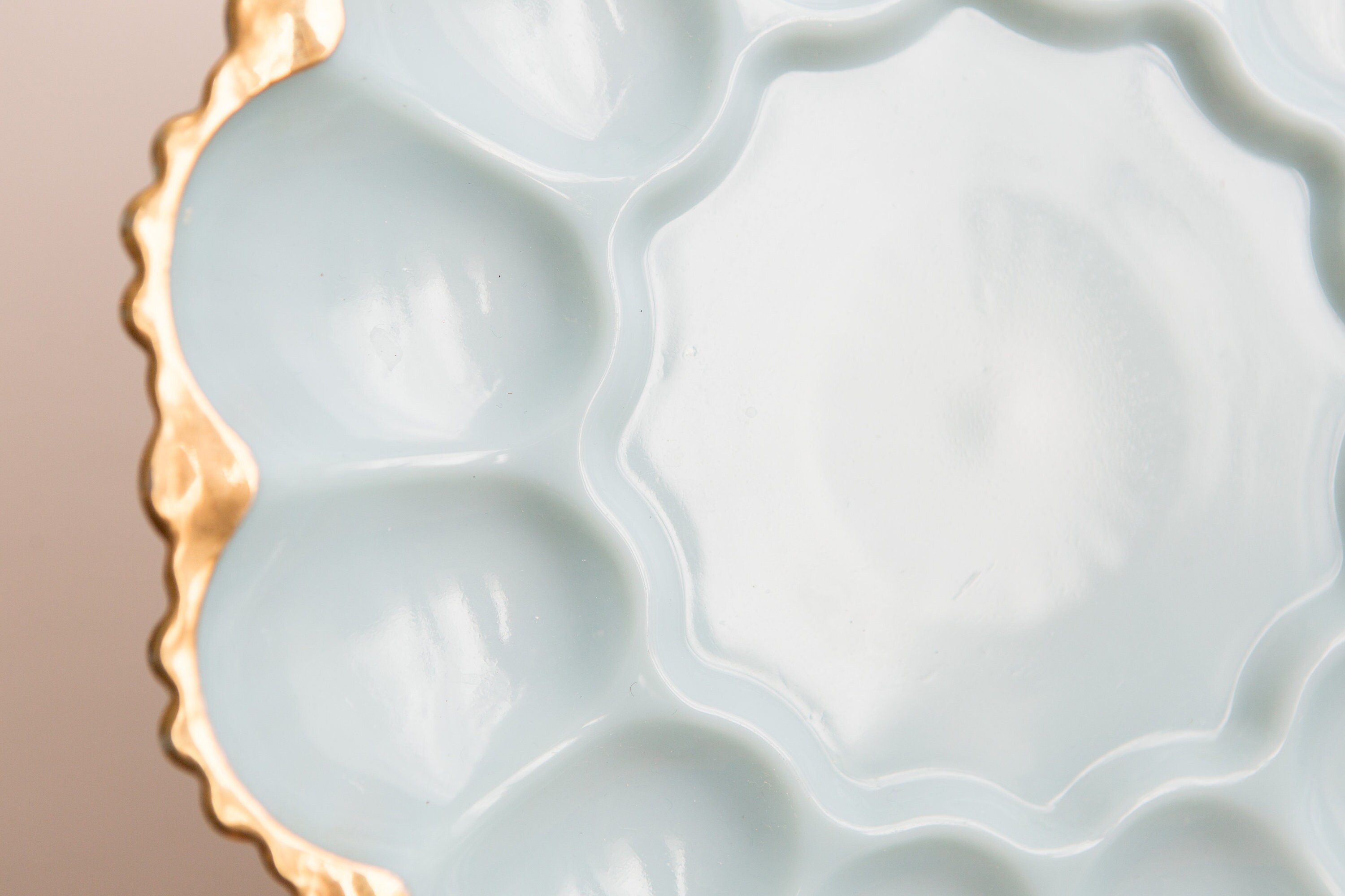 Vintage Deviled Egg Plate Blue Milk Glass Anchor Hocking Serving