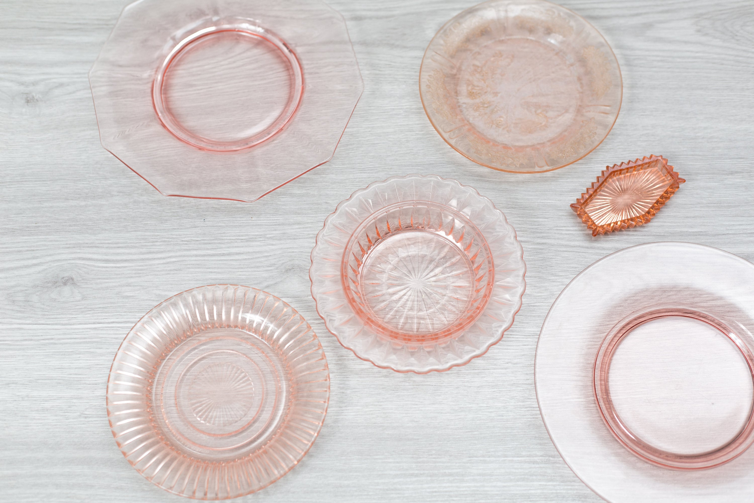 Antique Pink Glass Plates Vintage Depression Glass Decor 1930s Home