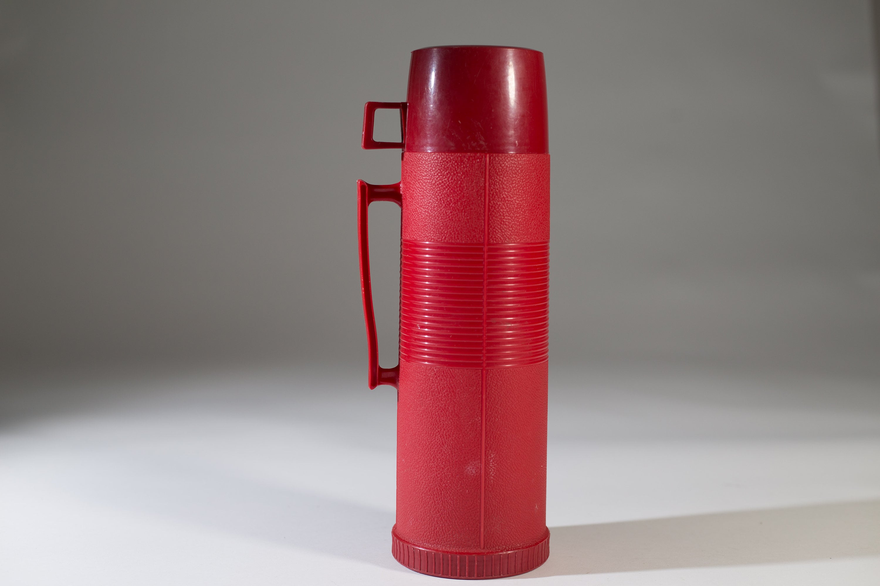 vintage thermos vacuum bottle Red Colored Dipped Glass Lined Vacuum