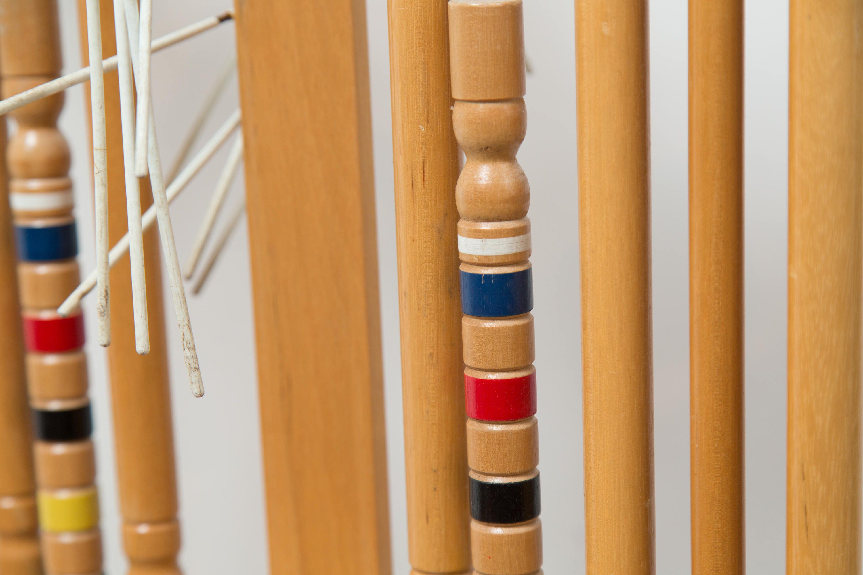 Vintage Croquet Set 6person Sportcraft Wood Striped Rainbow Lawn