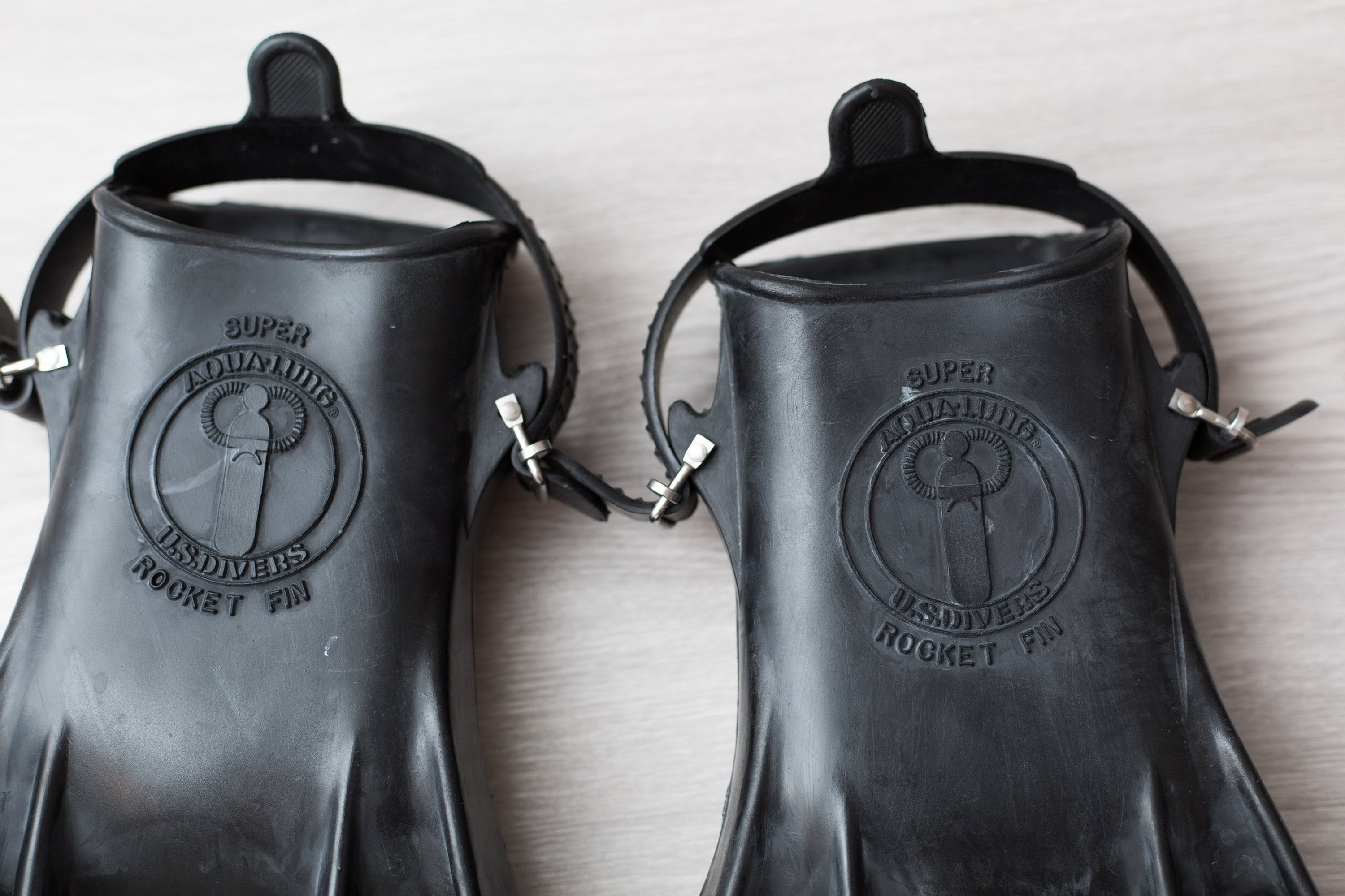 Aqualung U.S Divers Rocket Fins Vintage Black Rubber Snorkelling and