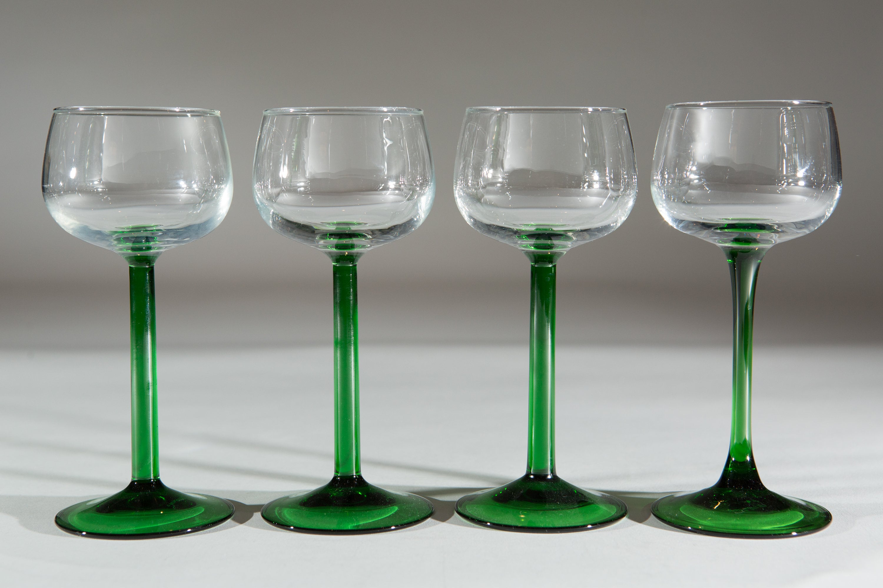 vintage green stem wine glasses