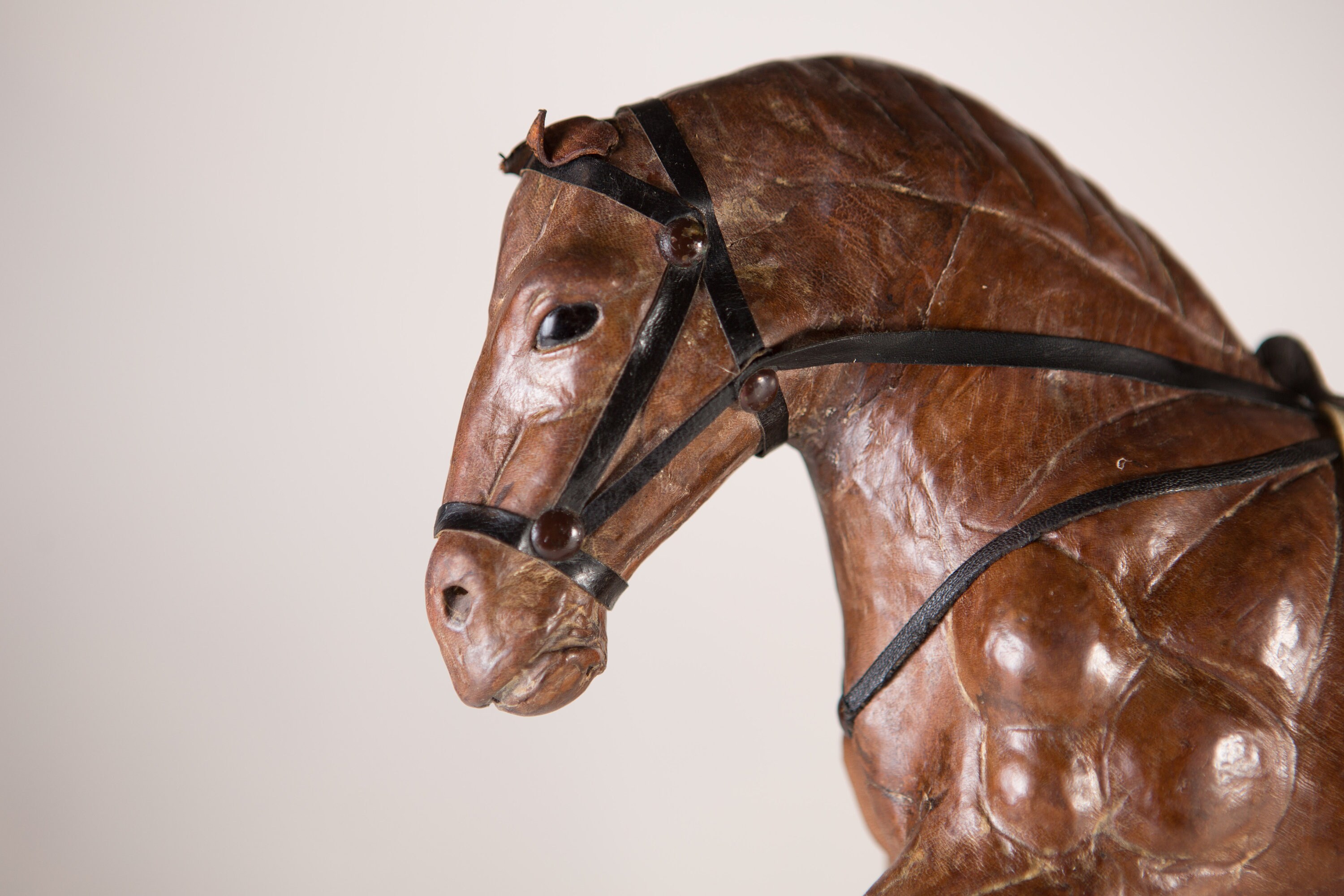 Vintage Leather Horse Brown Equestrian Figurine Antique Edwardian