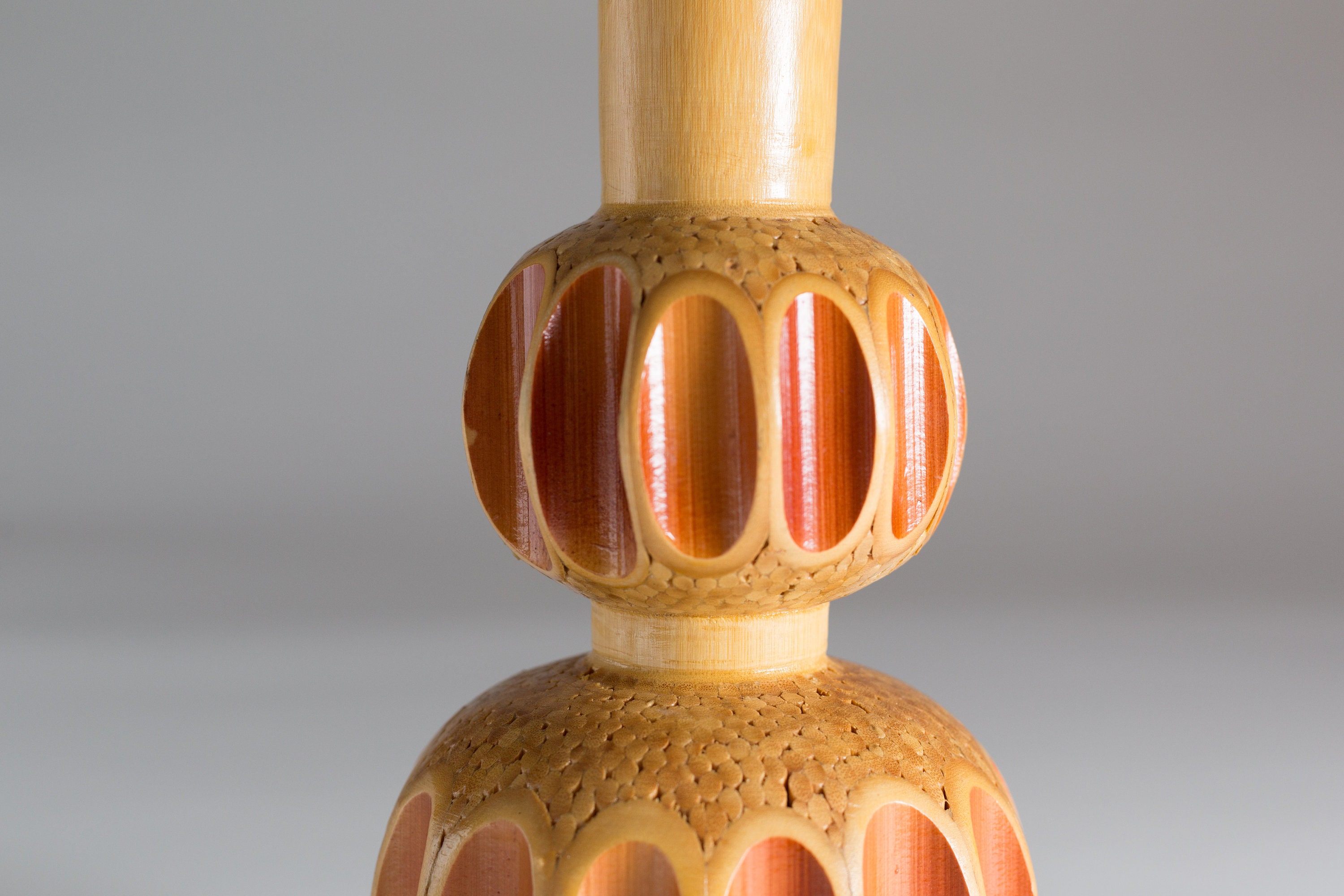 Vintage Wood Vase Mid Century Modern Pleated Bubble Flower Vase