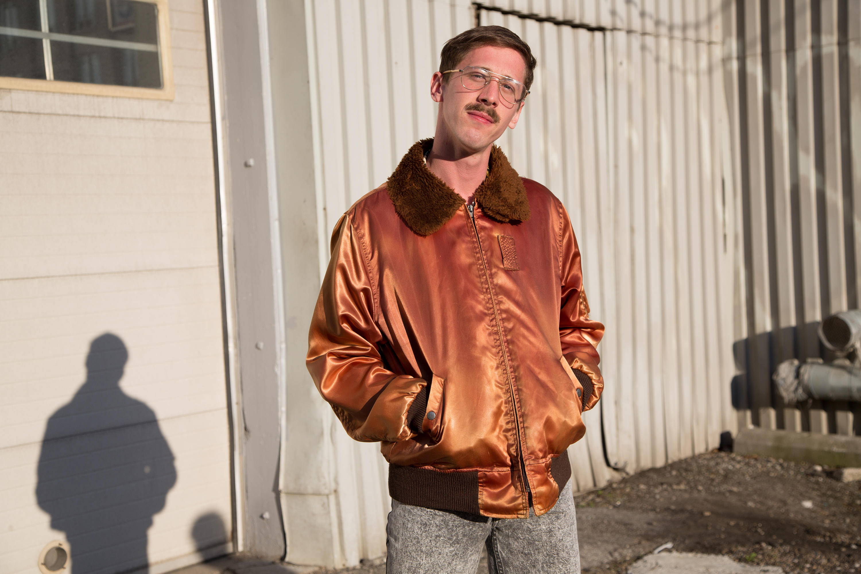 Vintage Copper Jacket / Spring/Fall Windbreaker with Fur Trim and Slip