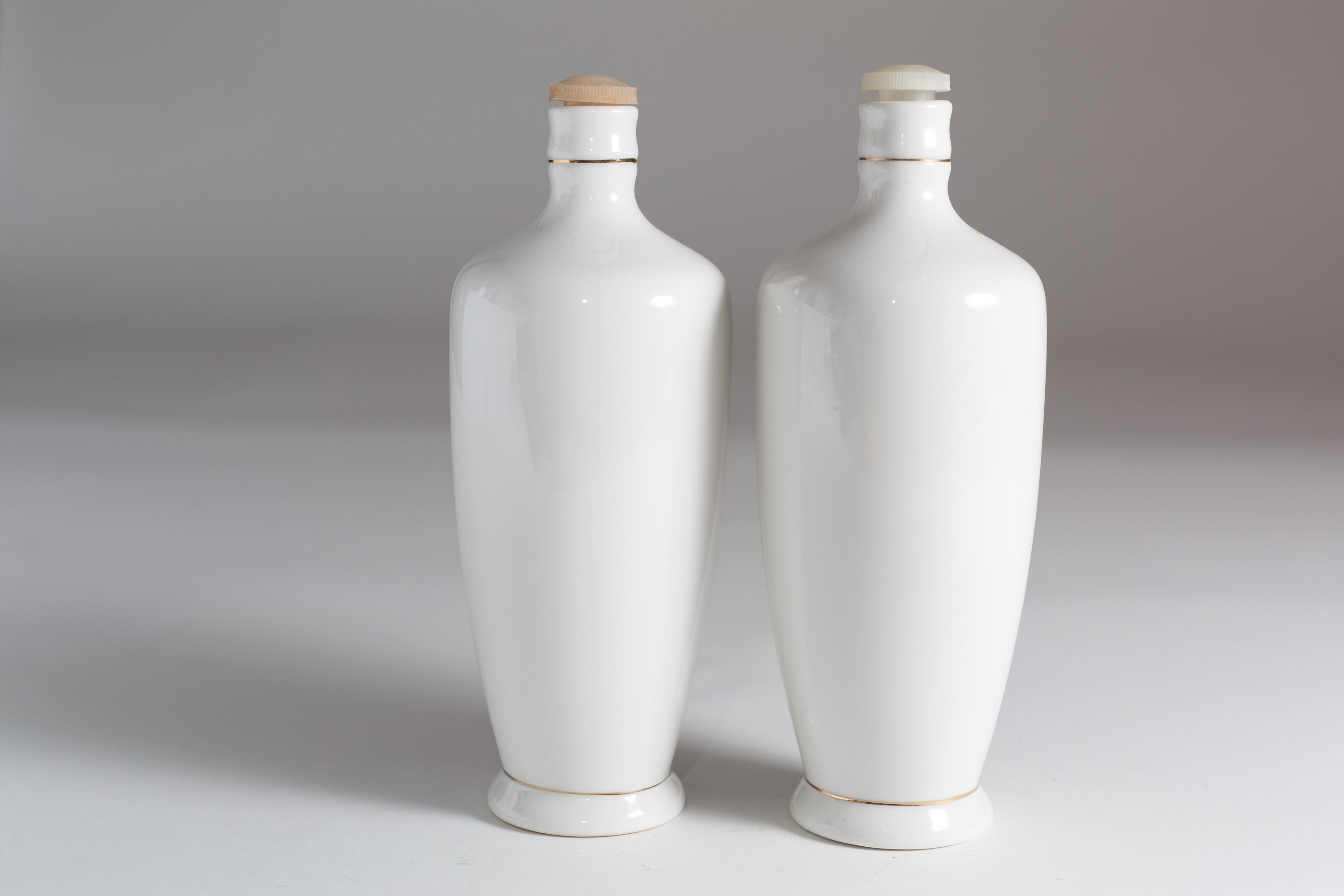 Vintage Chinese Liquor Bottles Ceramic Asian White Bottles with