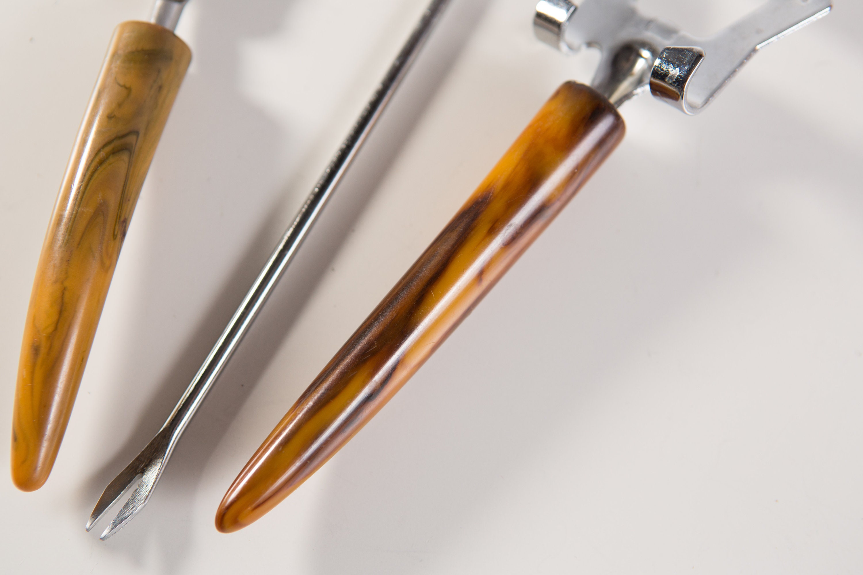 Vintage Bar Utensils / Set of 3 Vintage Stainless Steel and Bakelite