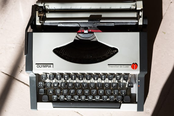 Olympia Portable Typewriter - Vintage WORKING Grey Coloured