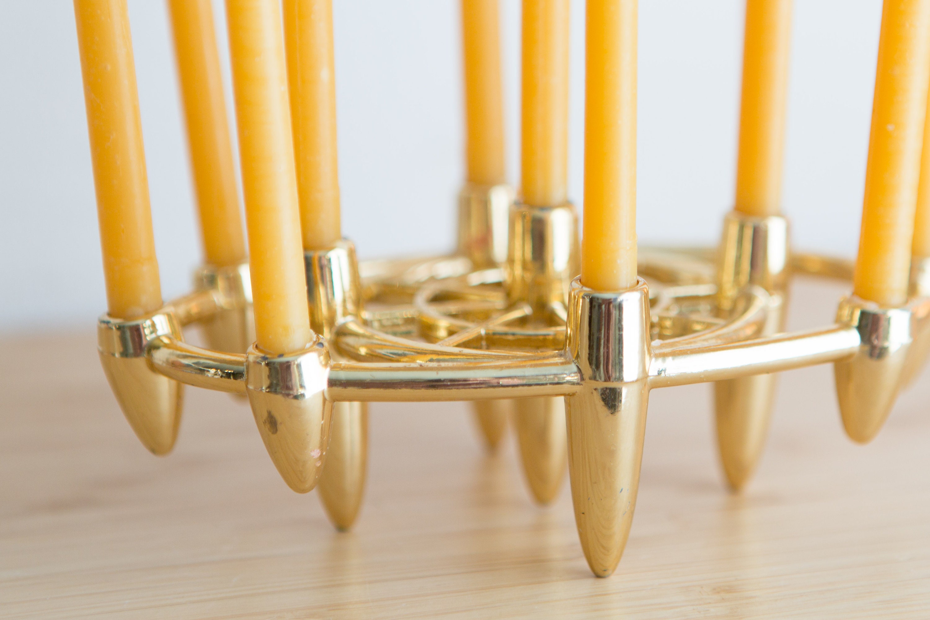 Scandinavian Metal Candlestick Holder Danish Modern Atomic Sputnik