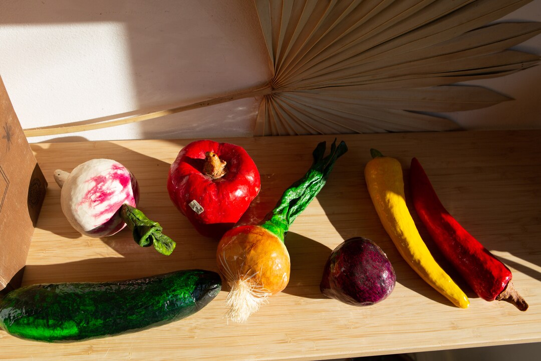 Paper Mache Vegetables 7piece Set of Vintage Handmade Etsy