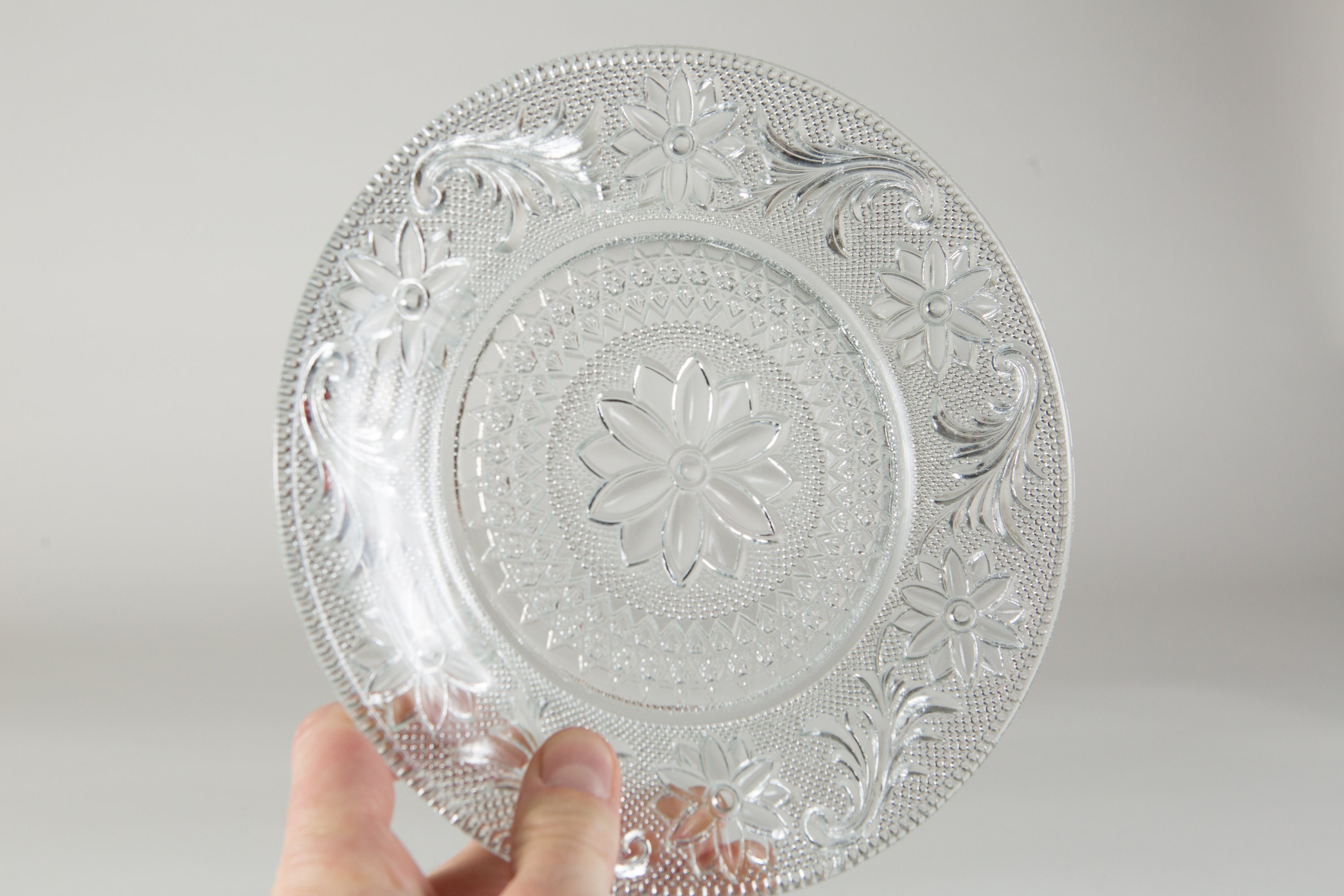 2 Indiana Sandwich Pattern Plates Vintage Glass Plates Clear