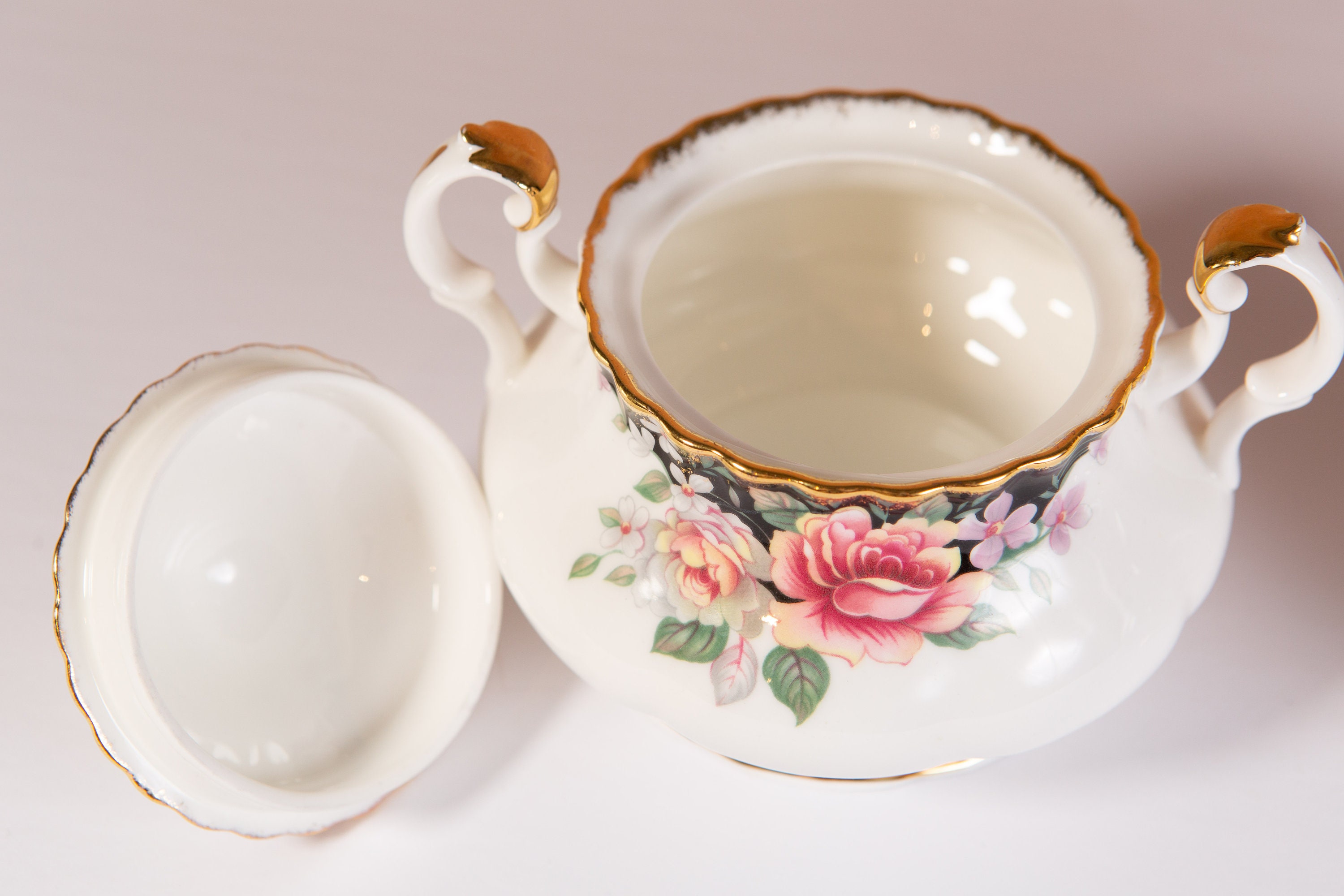 Vintage Ceramic Creamer / Sugar Tea Set with Flower Pattern Royal