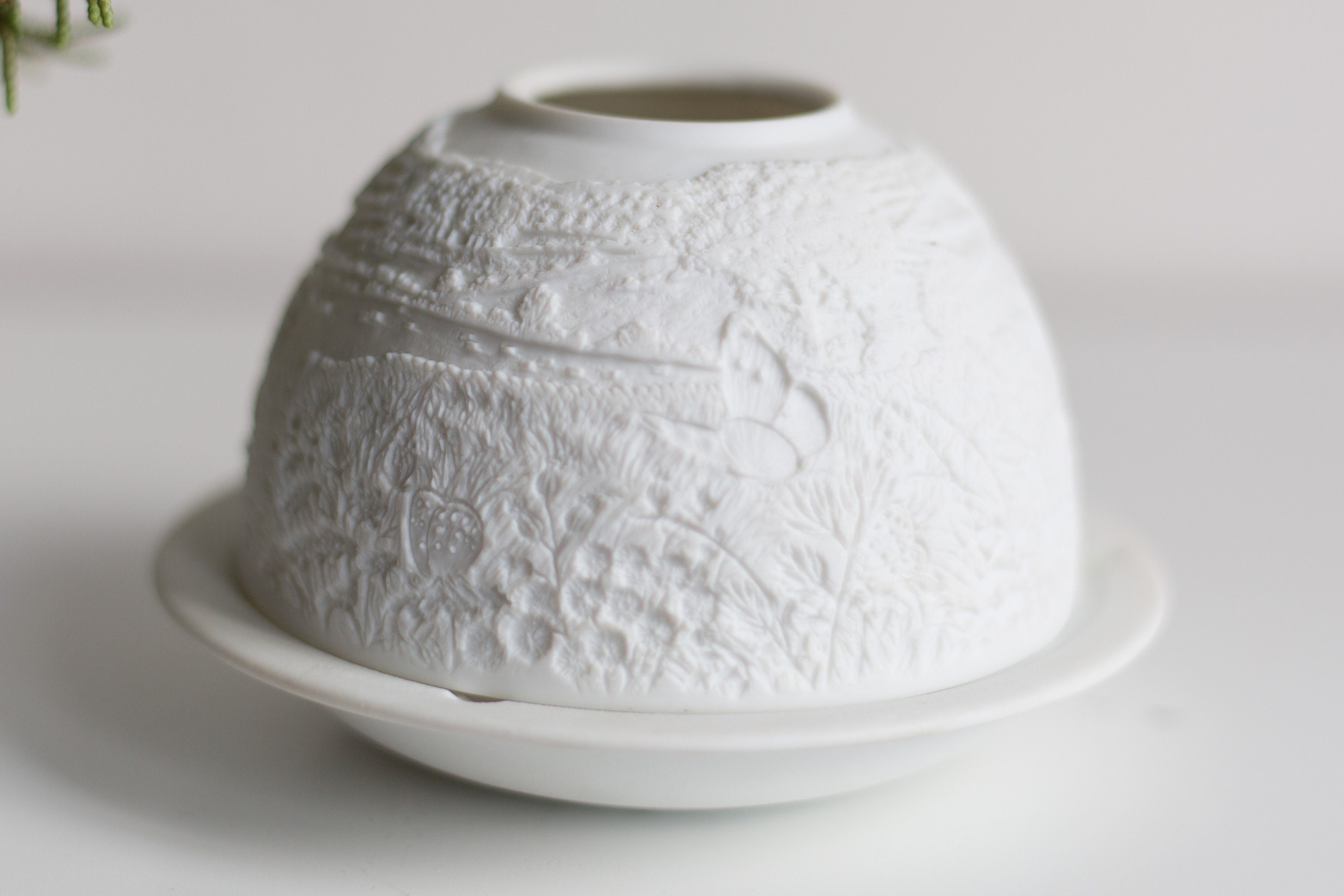 Bernardaud Limoges France White Bisque Porcelain Christmas Votive