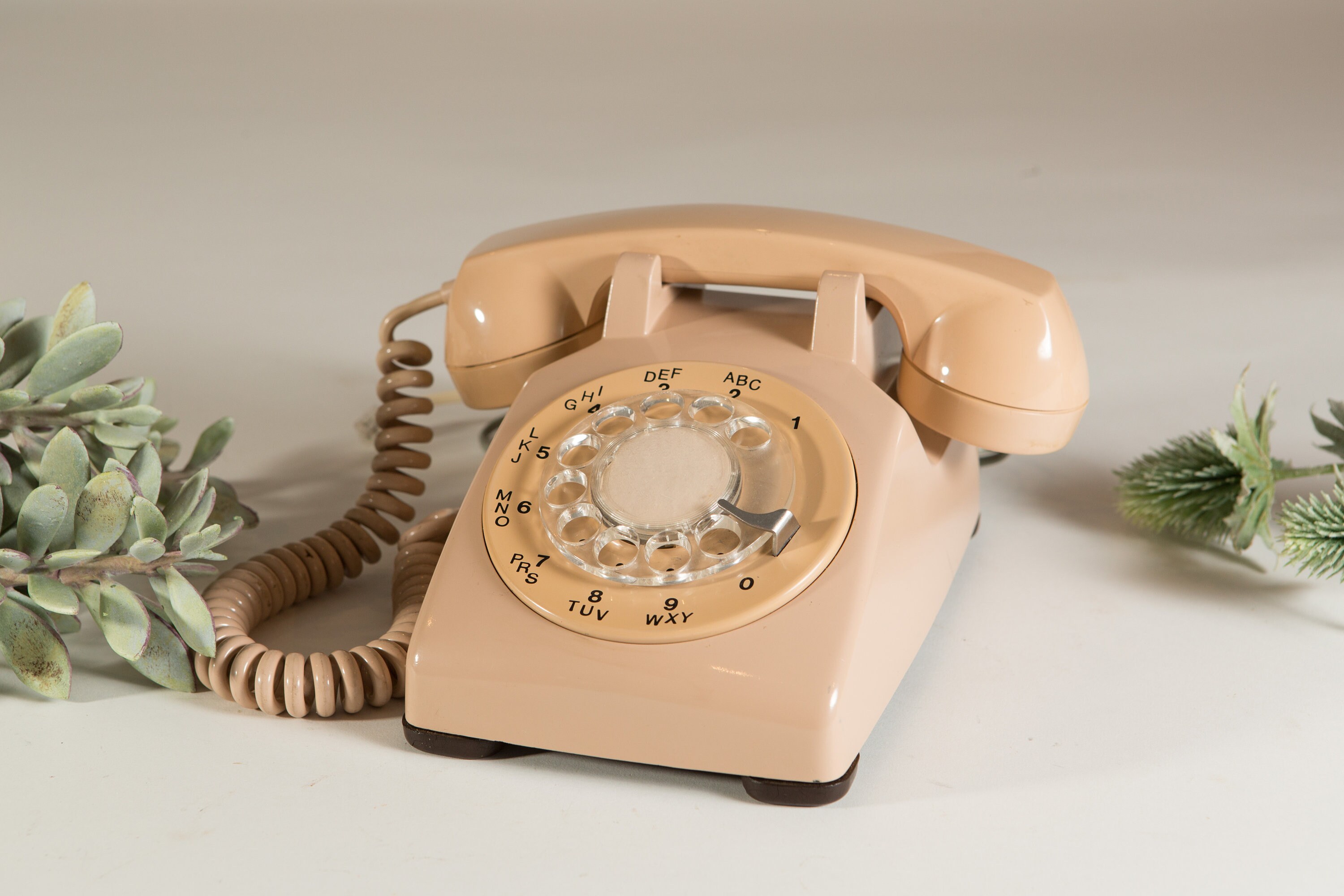 Vintage Beige Phone WORKING 1970's Rotary Phone Retro Stranger