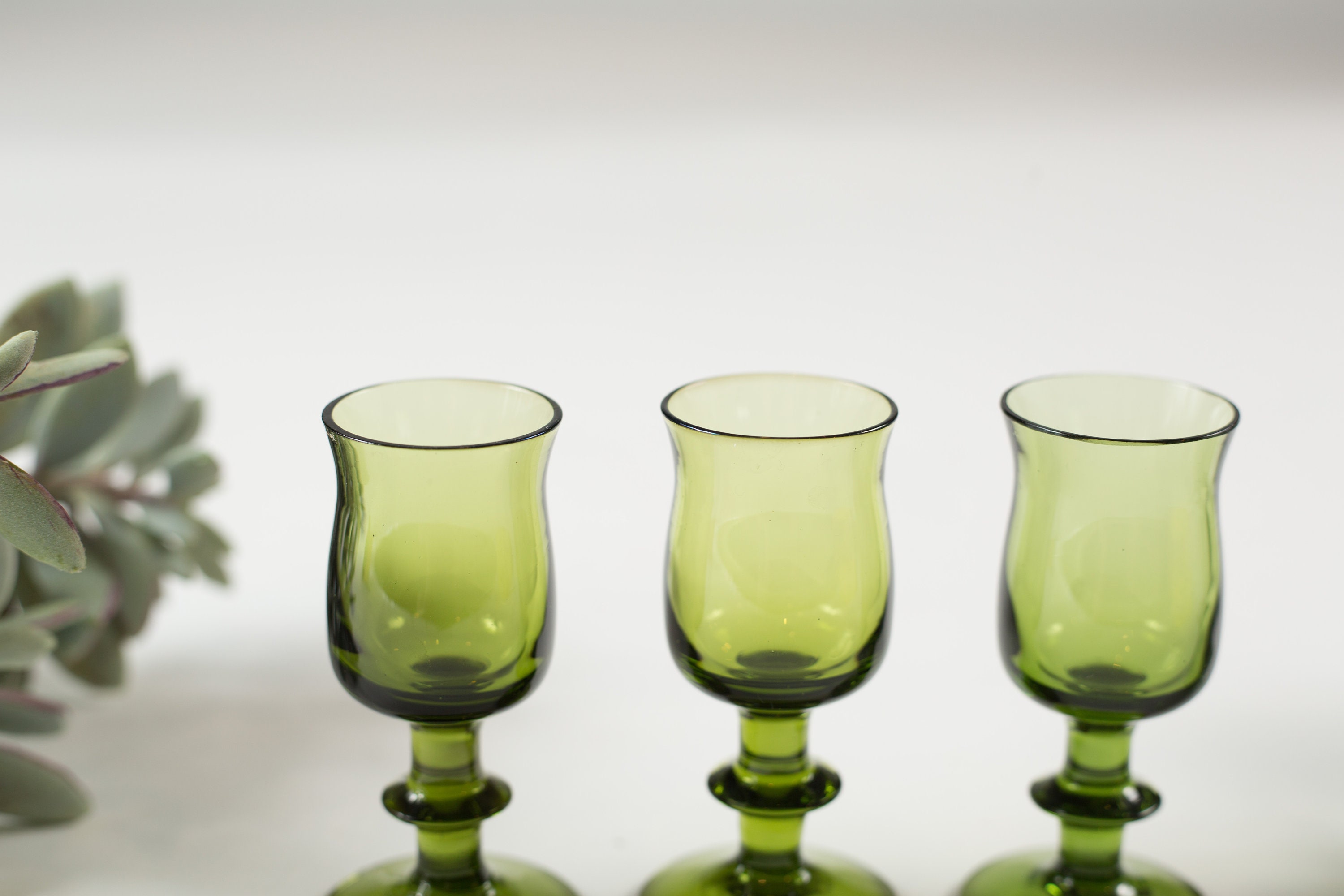 3 Boda Sweden Bertil Vallien Green Aperitif Glasses Swedish Liquor