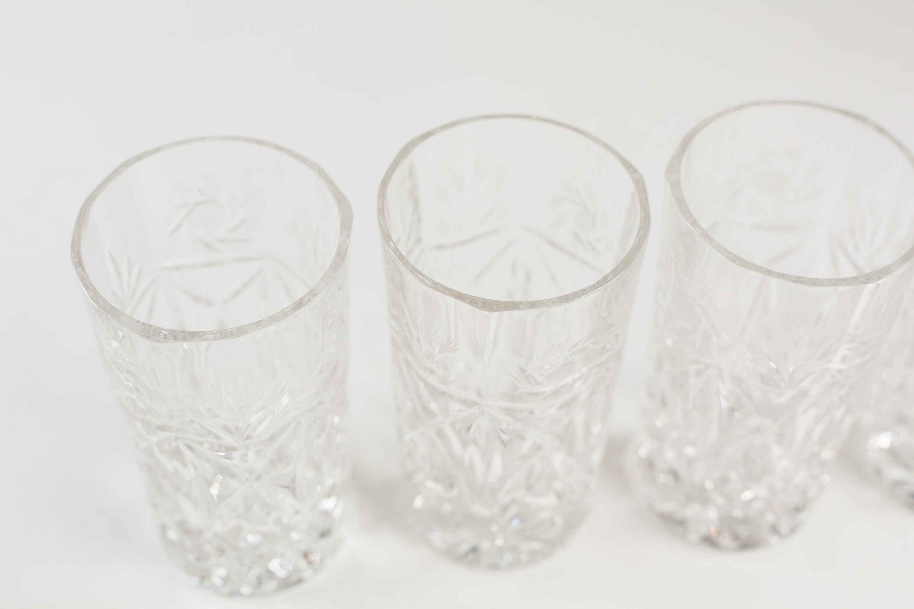 6 Vintage Highball Glasses Etched Style Cocktail Highball Glassware