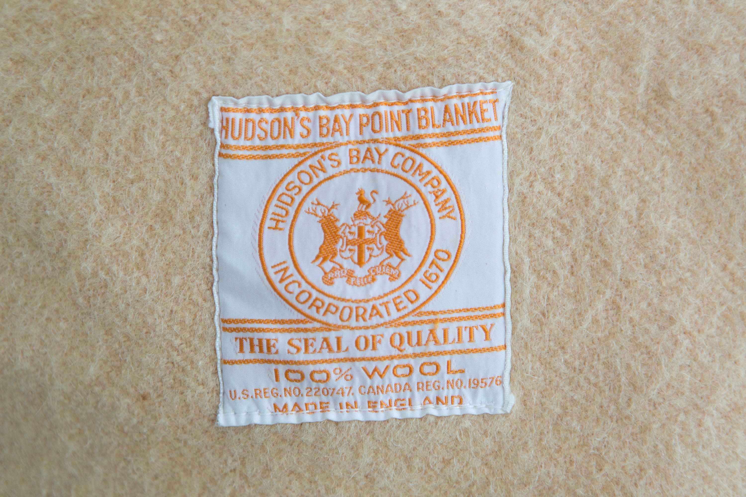 Vintage Striped Blanket HBC Orange Wool Point Blanket Hudson's Bay