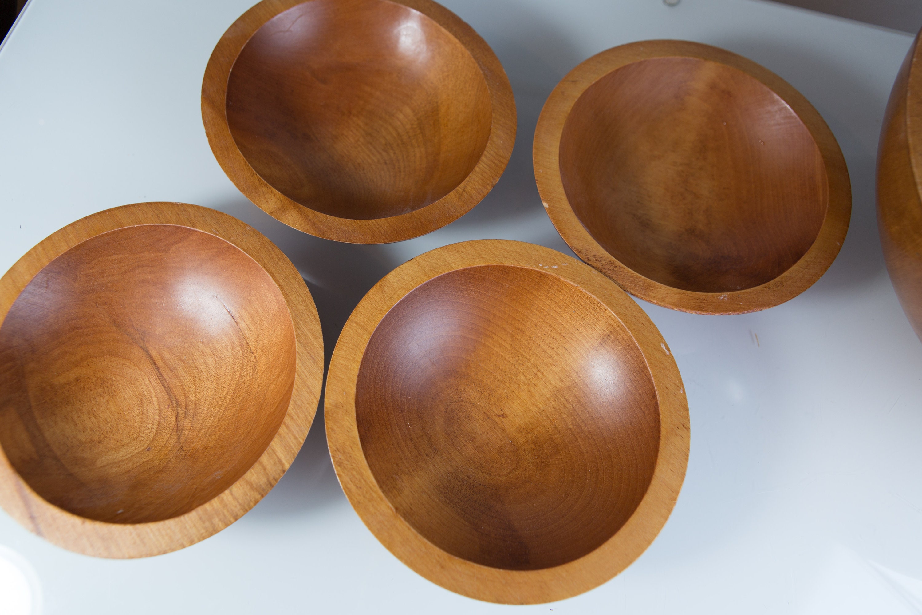 Wood Salad Bowls / 5piece Set of 1960's Vintage Solid Maple Wood