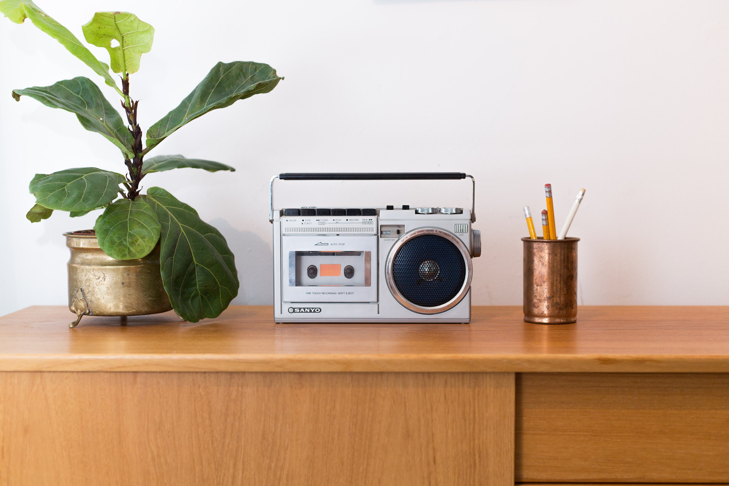 Vintage Sanyo Stereo Radio Cassette Recorder Model M6400 AM/FM Stereo