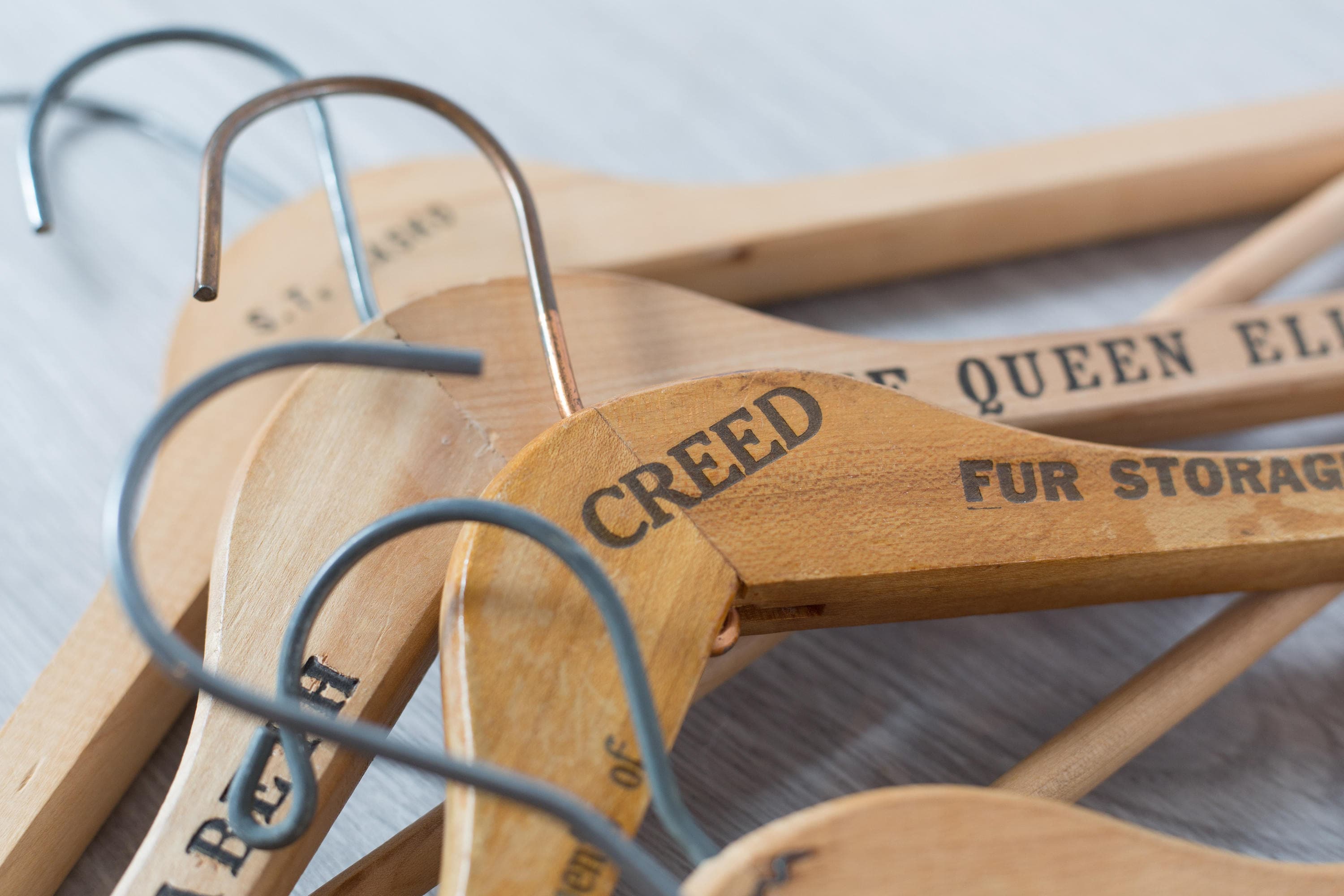 Wooden Fur Coat Hangers / Set of 12 Vintage Clothing Hangers from