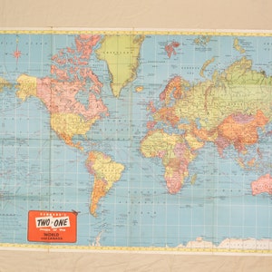 Vintage Hammond’s 2-in-1 Map of the World and Canada - vintage Canadian Geography - Boys Room / Girls Room Decor