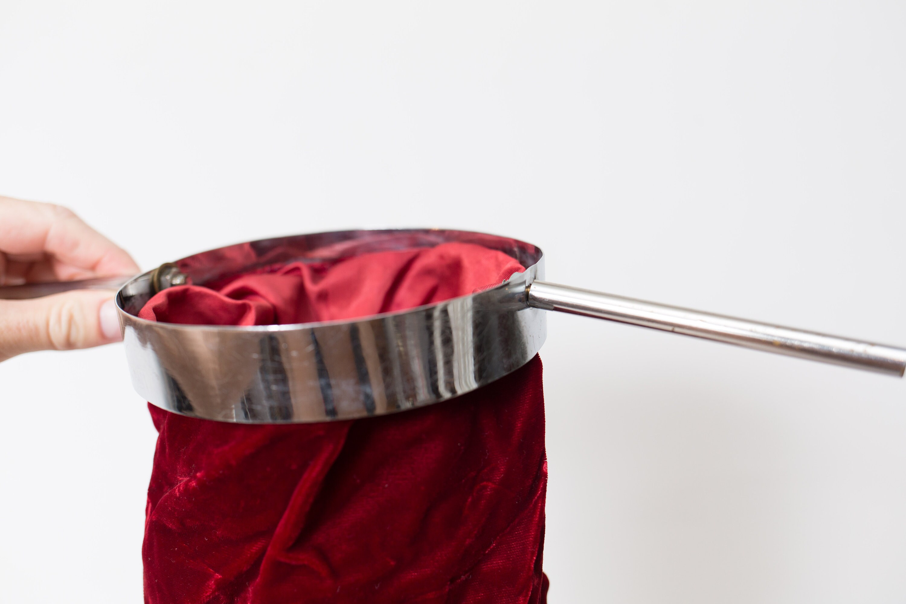 Vintage Church Collection Bag Red Velvet / Velour with Metal Double