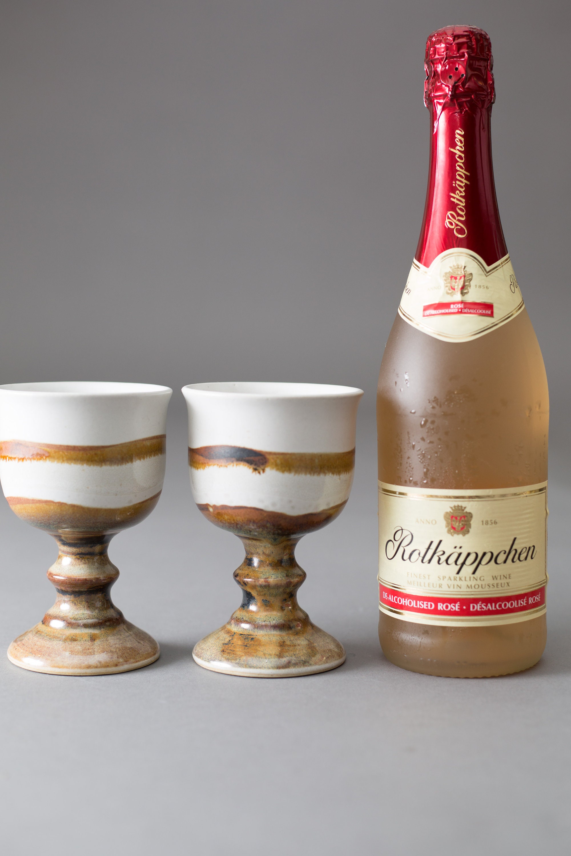 Ceramic Wine Goblets Pair of 8oz Handmade Beachscape Nautiful Earthy