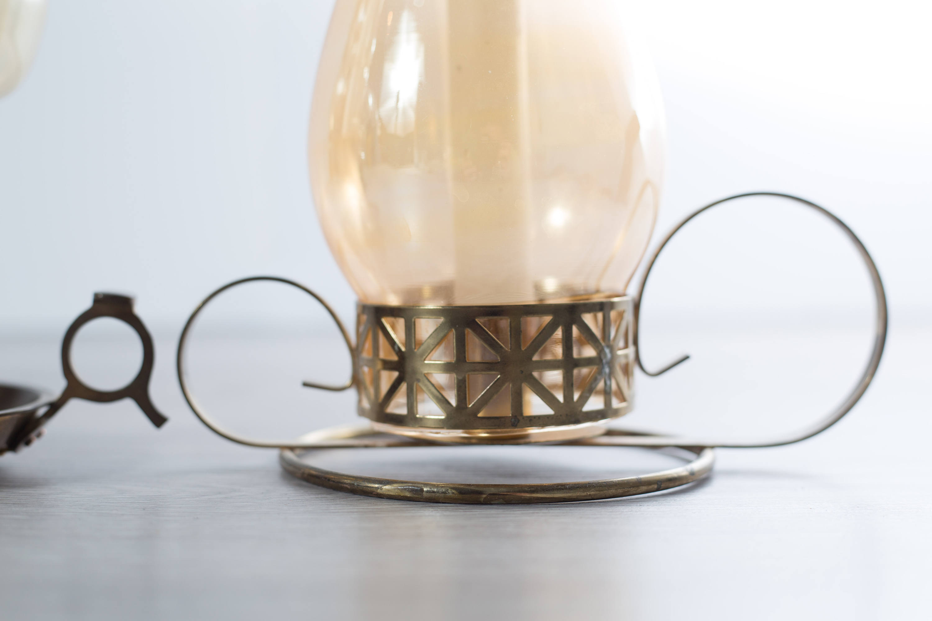 Chimney Candle Lanterns / Wood and Brass Tea Light Candlestick Holders