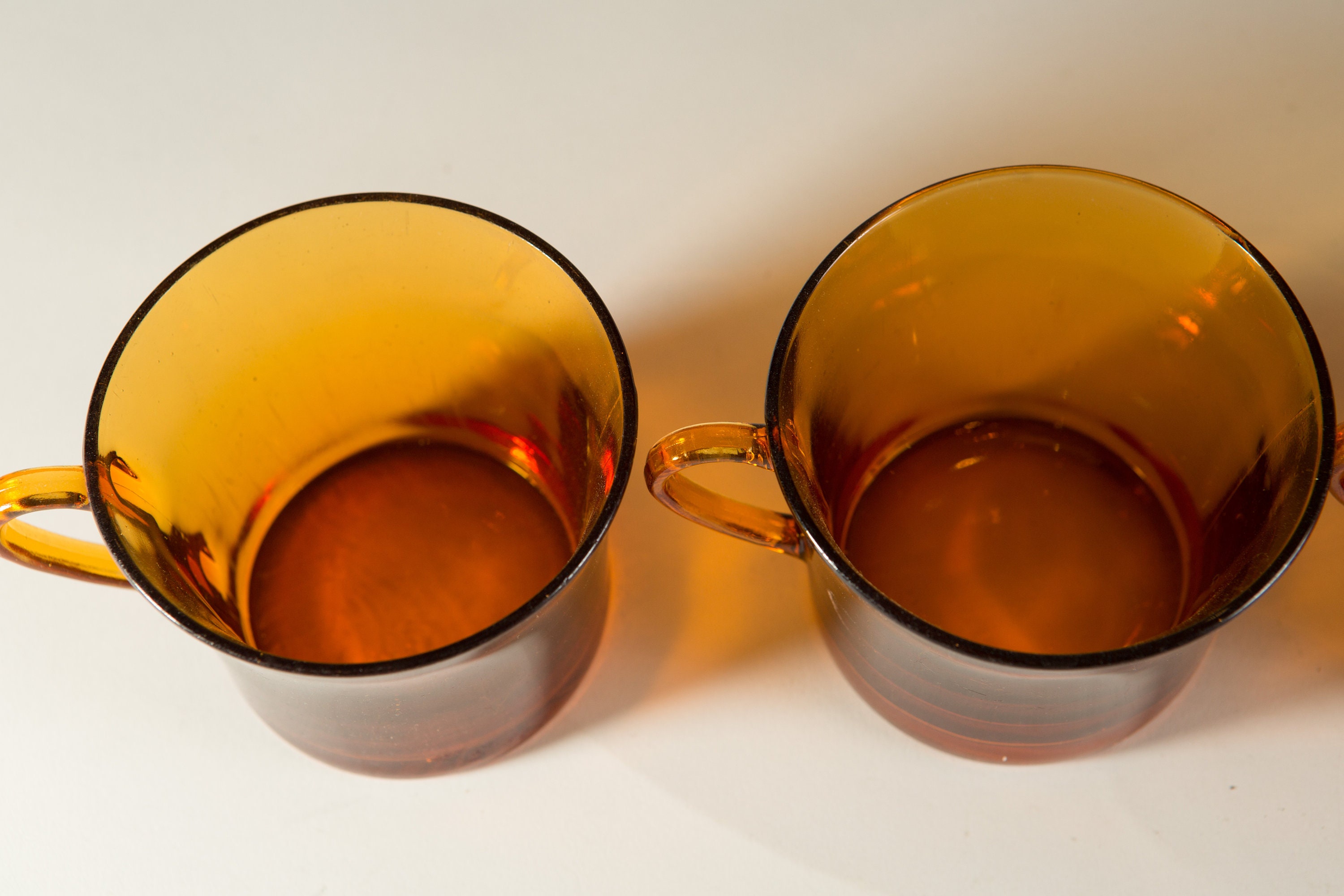 Vintage Amber Glass Mugs Set of 4 Coffee or Tea Mugs
