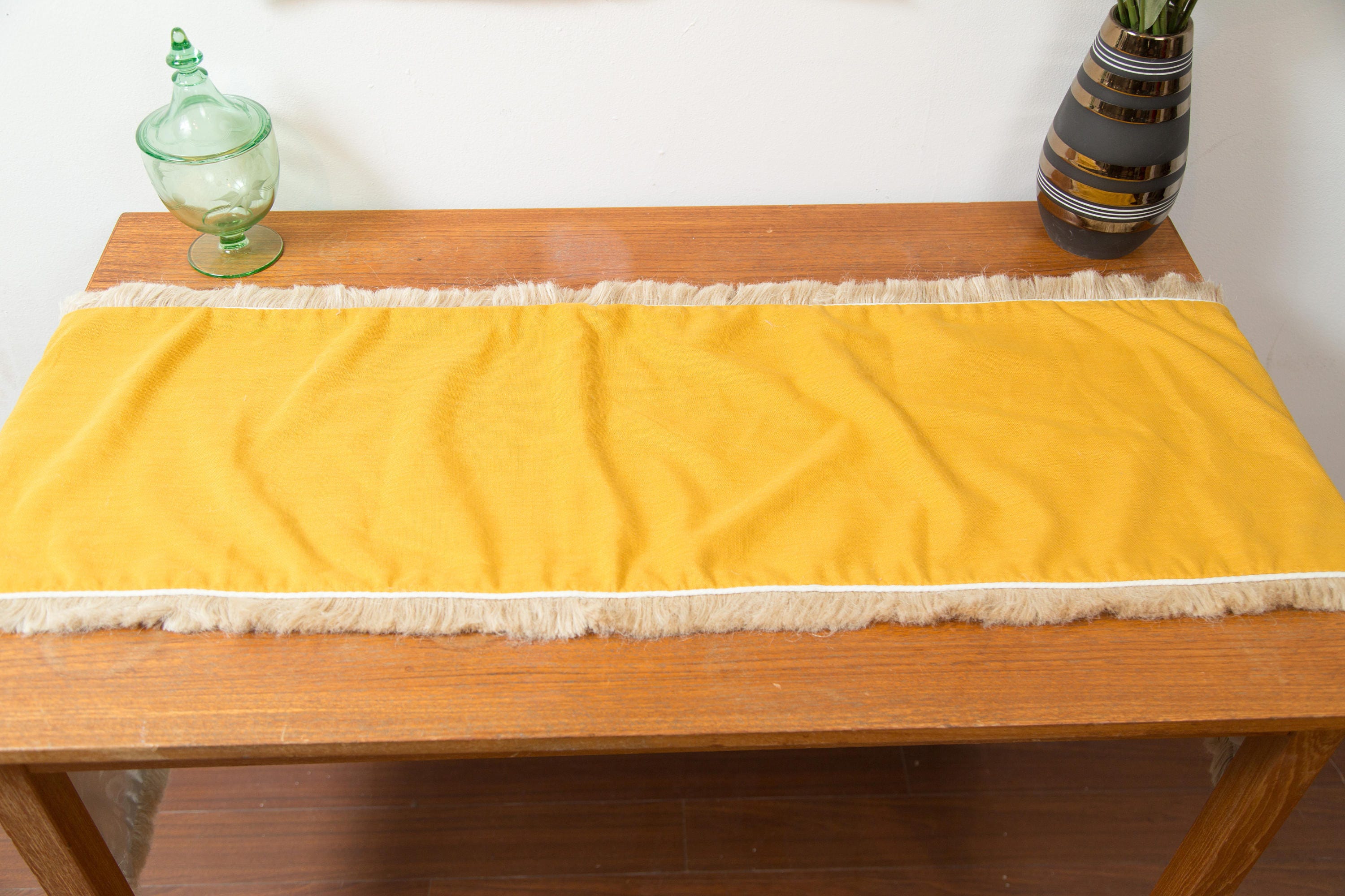 Vintage Table Runner Mid Century Modern Saffron Yellow Danish
