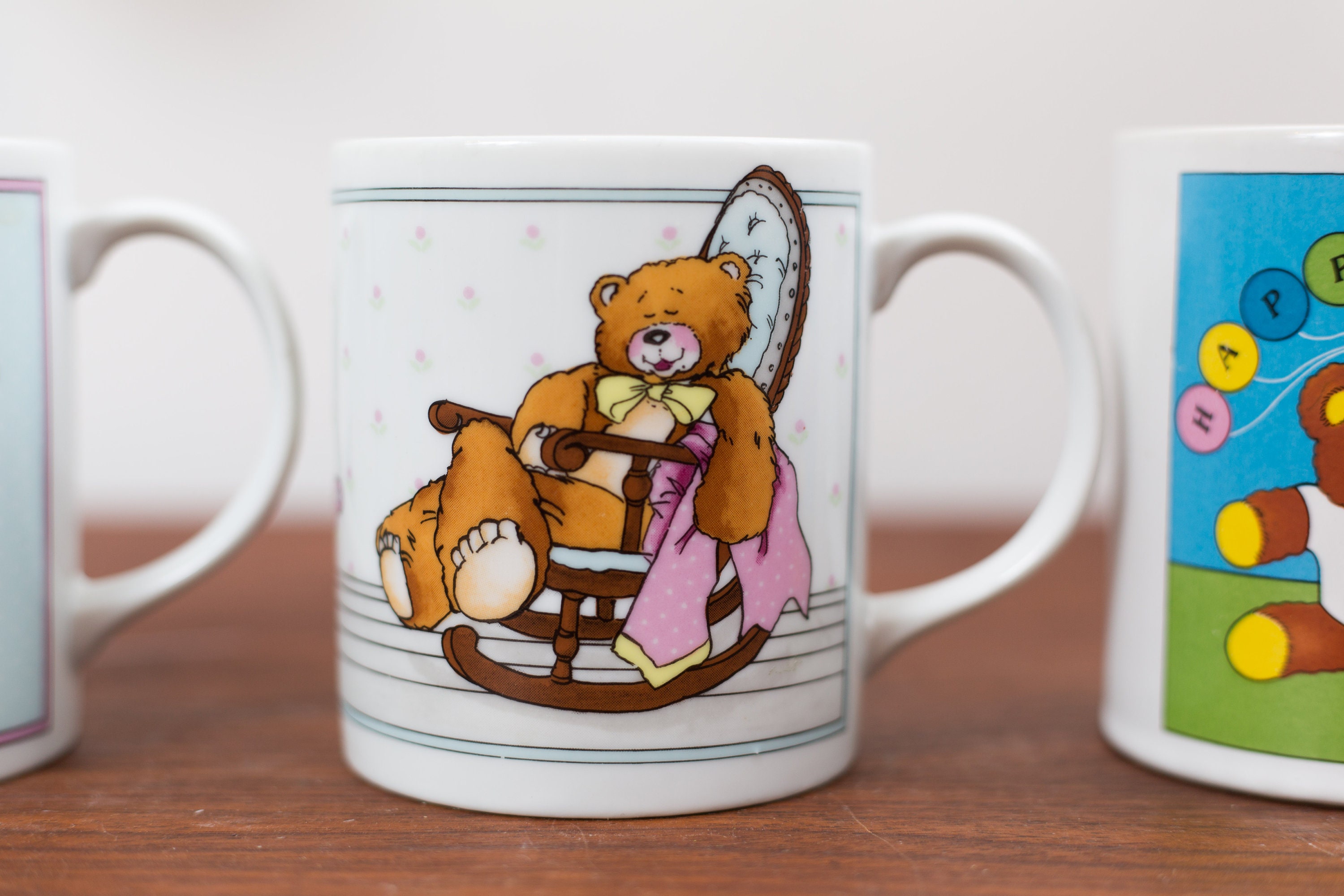 Vintage Bear Mugs Set of 3 Collectible Ceramic Coffee or Tea Mug with