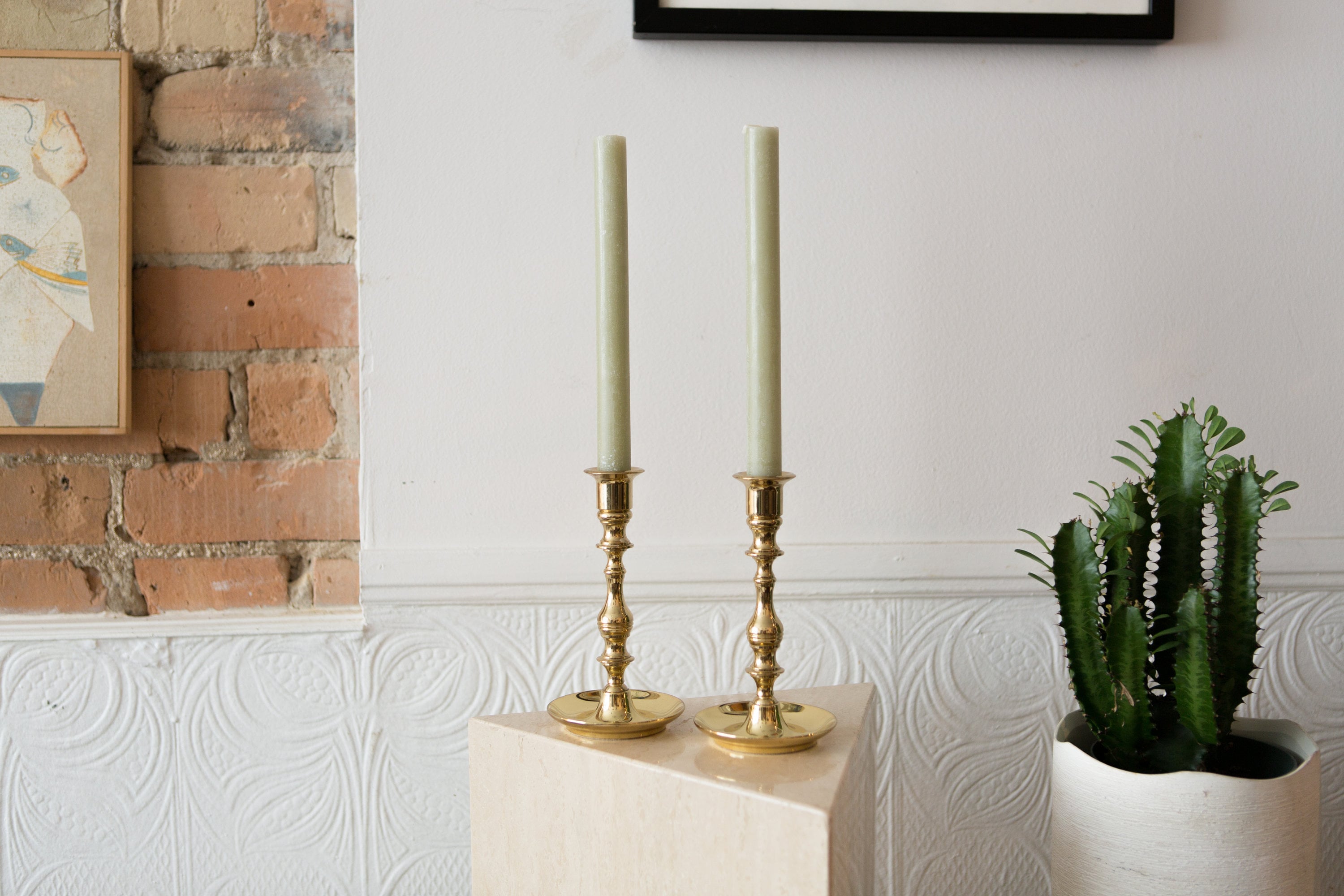 Brass Candlestick Holders Pair of Vintage Baldwin in America