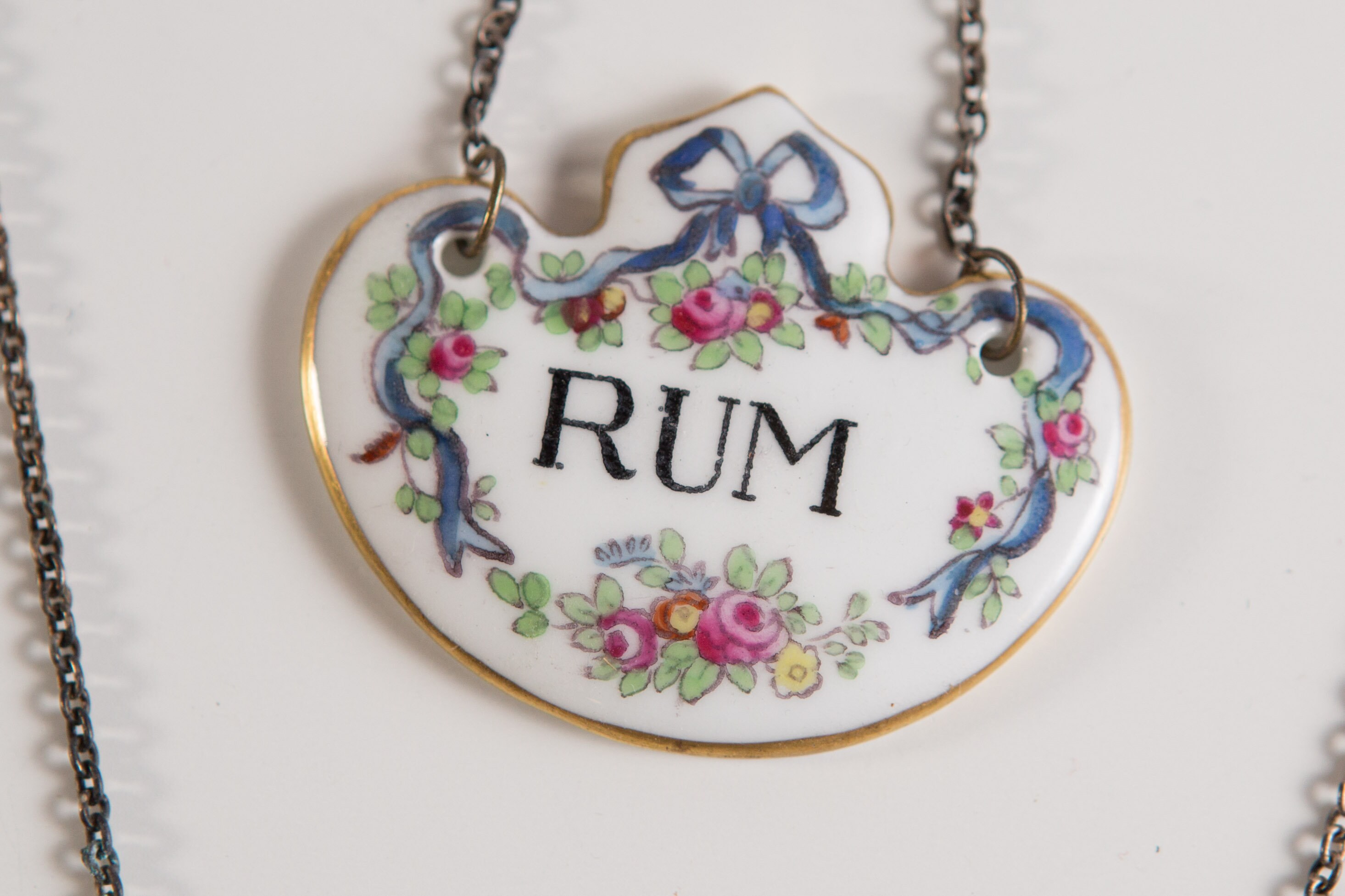 Vintage Decanter Labels Royal Adderley Floral Bone China Ceramic