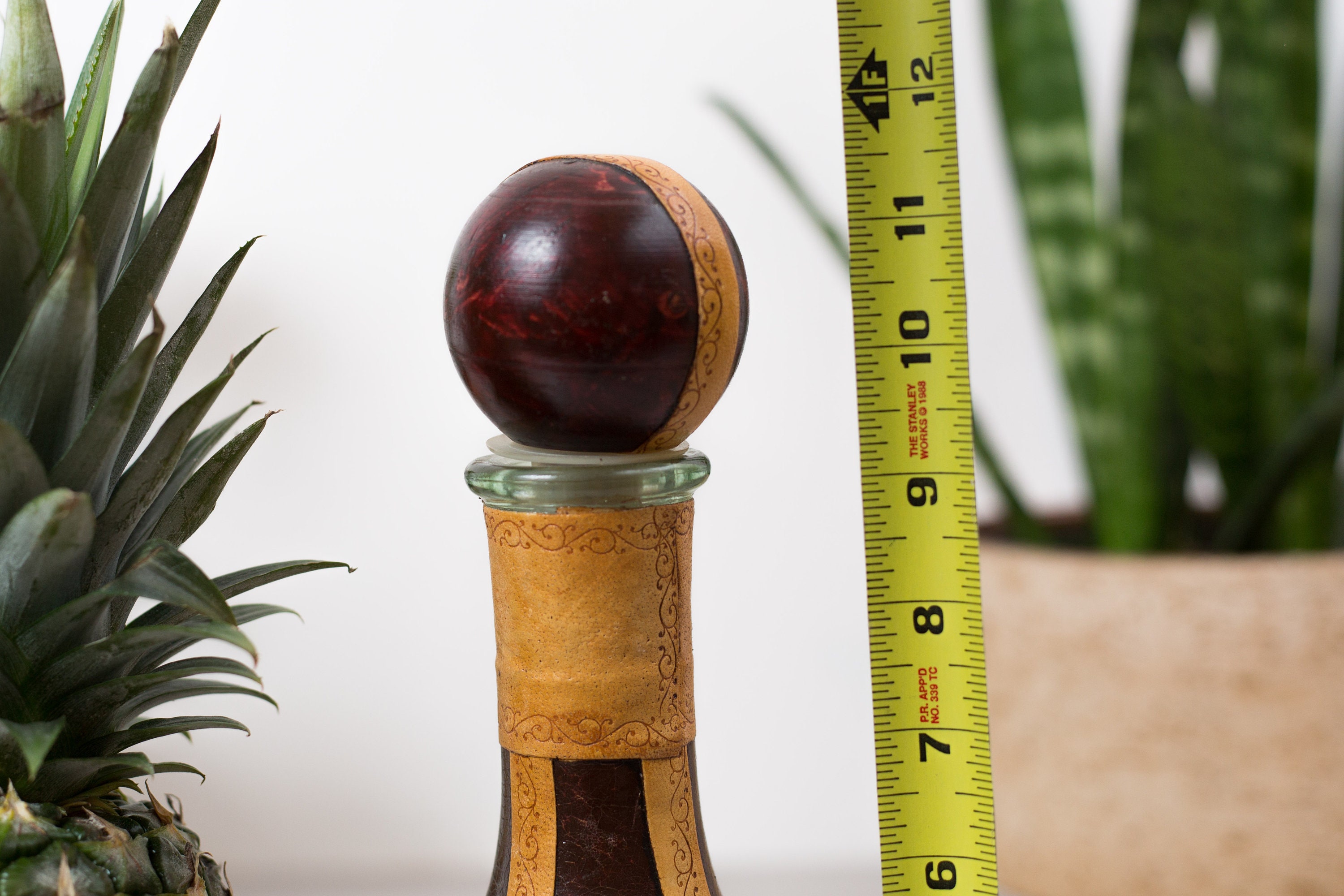 Leather Bird Decanter Italian Made Leather Encased Glass Decanter