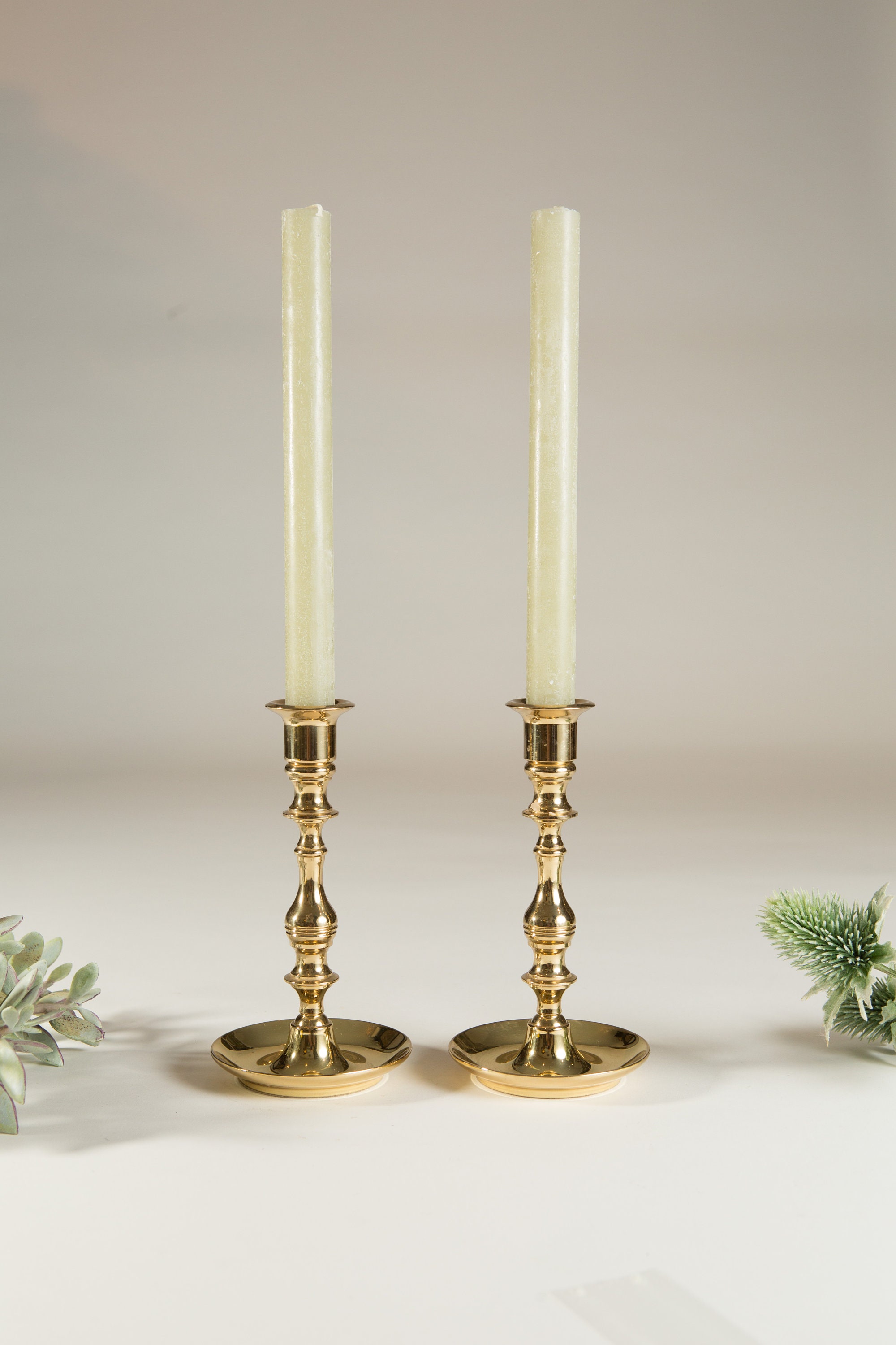 Brass Candlestick Holders - Pair of Vintage Baldwin 'Forged in